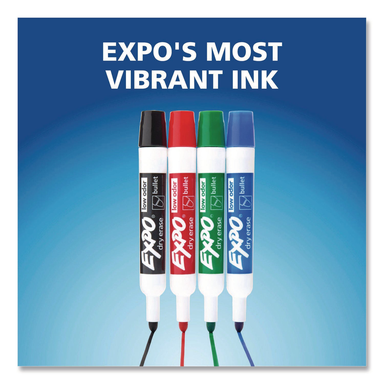 Expo Bold Color Dry-Erase Markers, Bullet Point, Blue Ink, Erasable, Low Odor, 1 Dozen