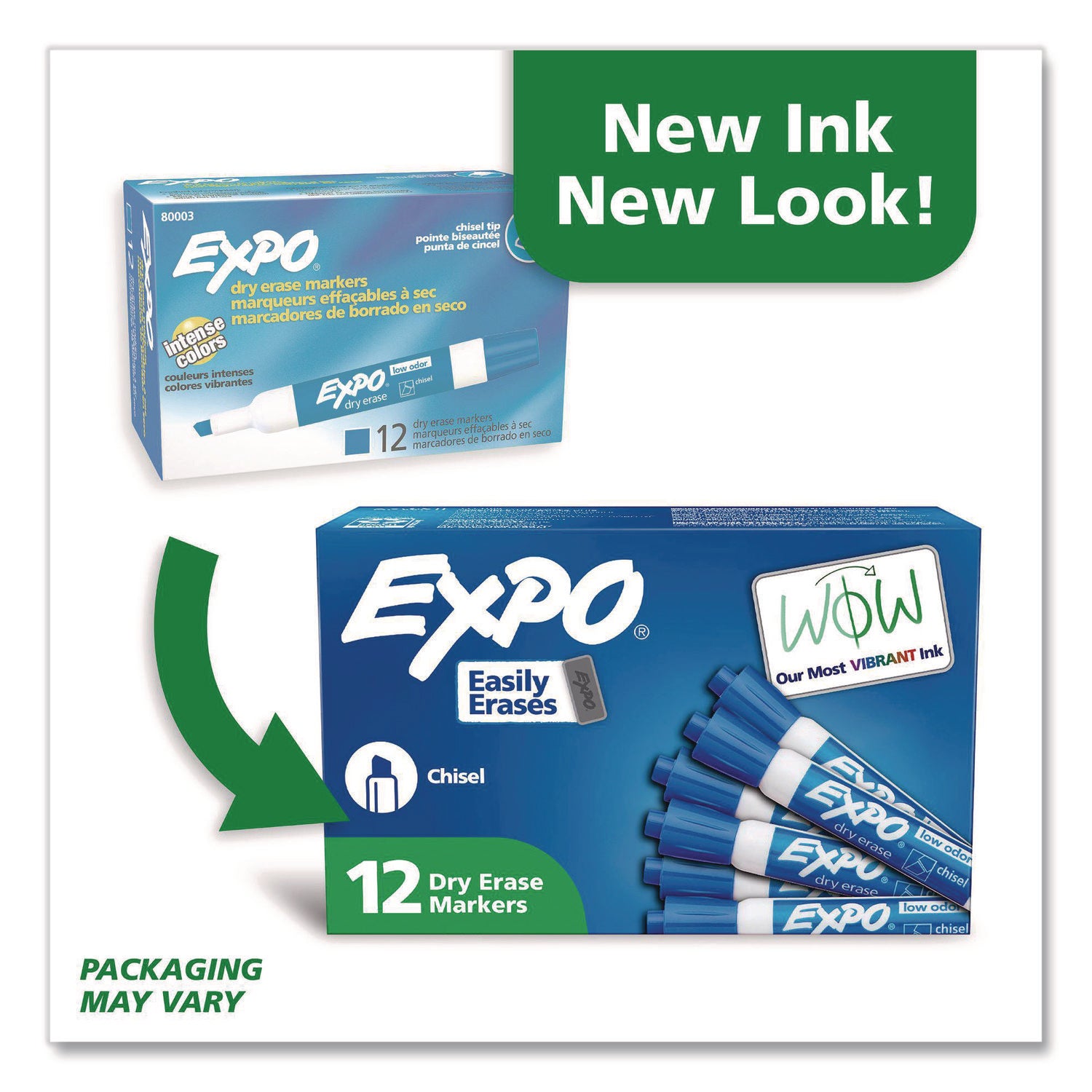 Expo Bold Color Dry-Erase Markers, Bullet Point, Blue Ink, Erasable, Low Odor, 1 Dozen