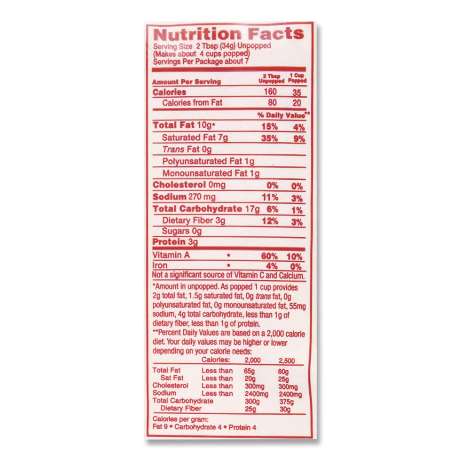 Mega Pop Popcorn, Butter, 8 Oz Bag, 36 Bags/carton