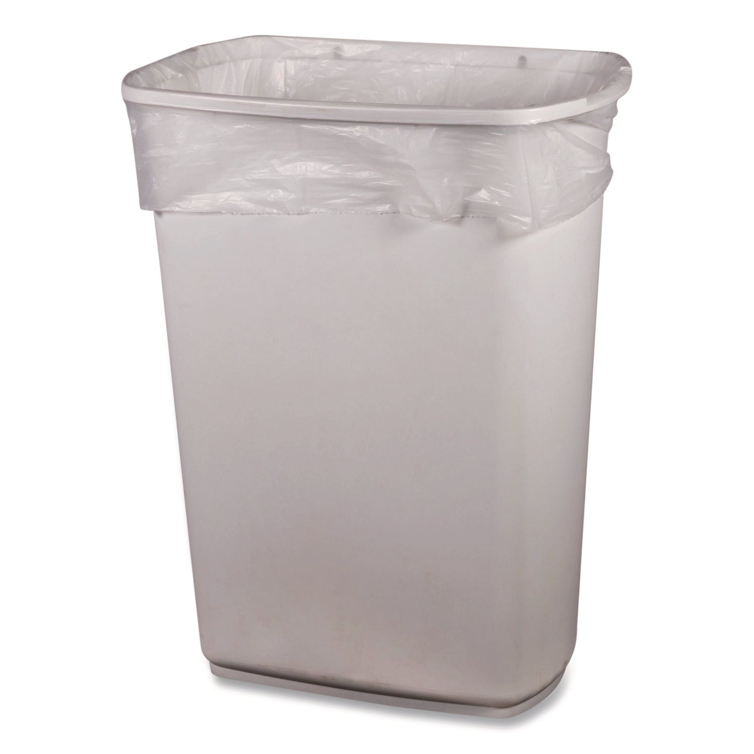 High-Density Waste Can Liners, 33 gal, 22 mic, 33" x 40", Natural, Roll, 25 Bags/Roll, 10 Rolls/Carton