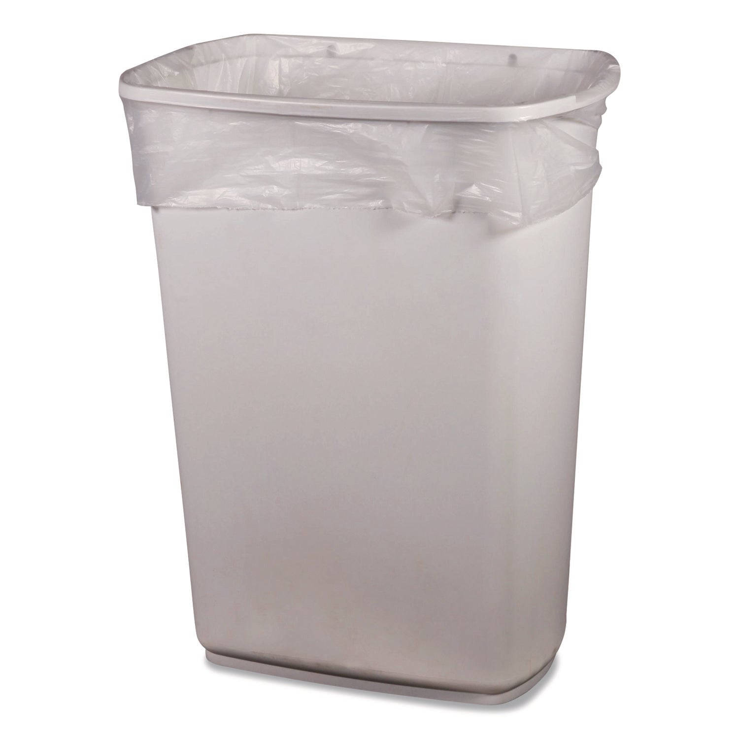 Linear Low-Density Can Liners, 16 gal, 0.7 mil, 24" x 32", Clear, Interleaved Roll, 500/Carton