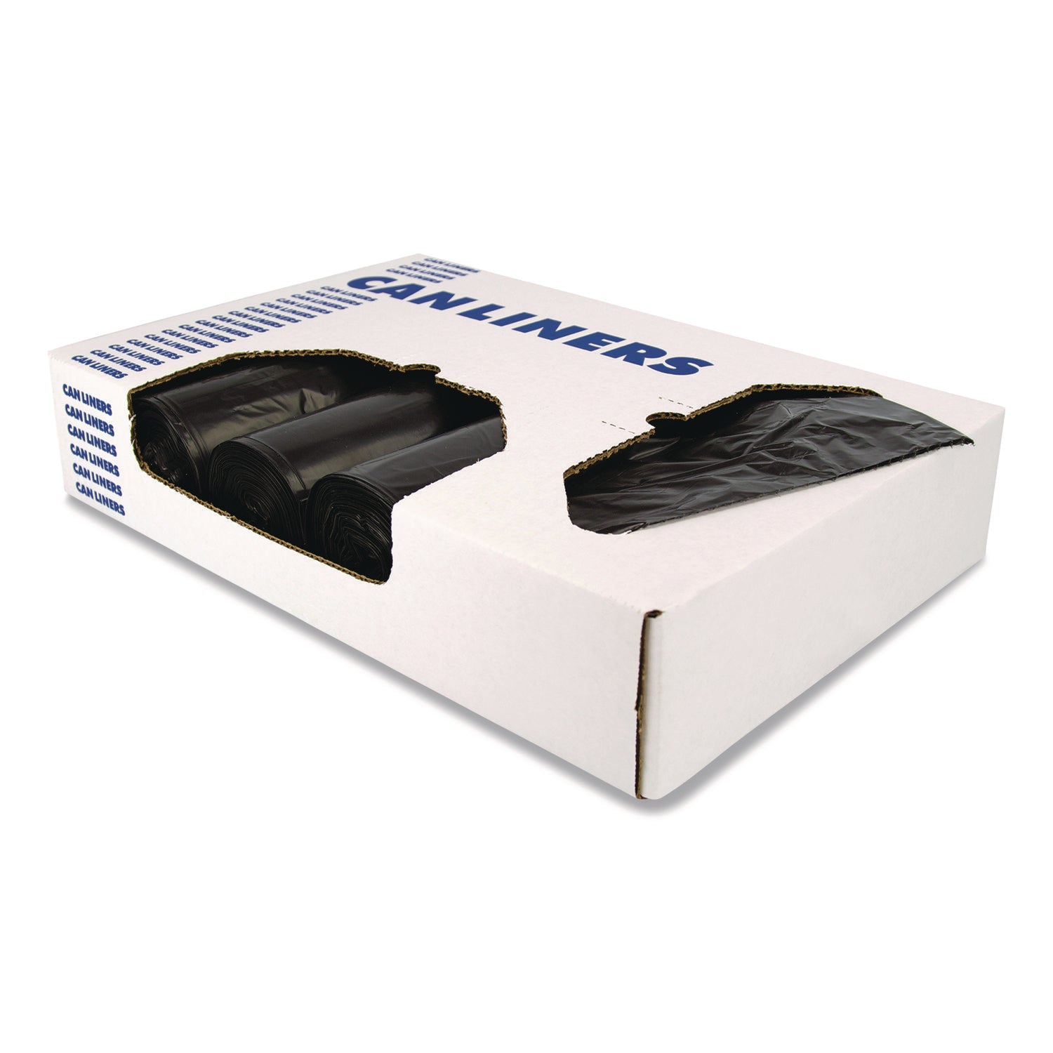 Linear Low-Density Can Liners, 45 gal, 4 mil, 40" x 46", Black, Flat Pack, 50/Carton