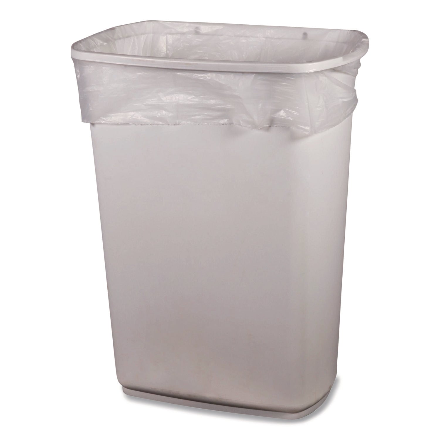Linear Low-Density Can Liners, 35 gal, 1.4 mil, 33" x 45", White, Flat Pack, 200/Carton