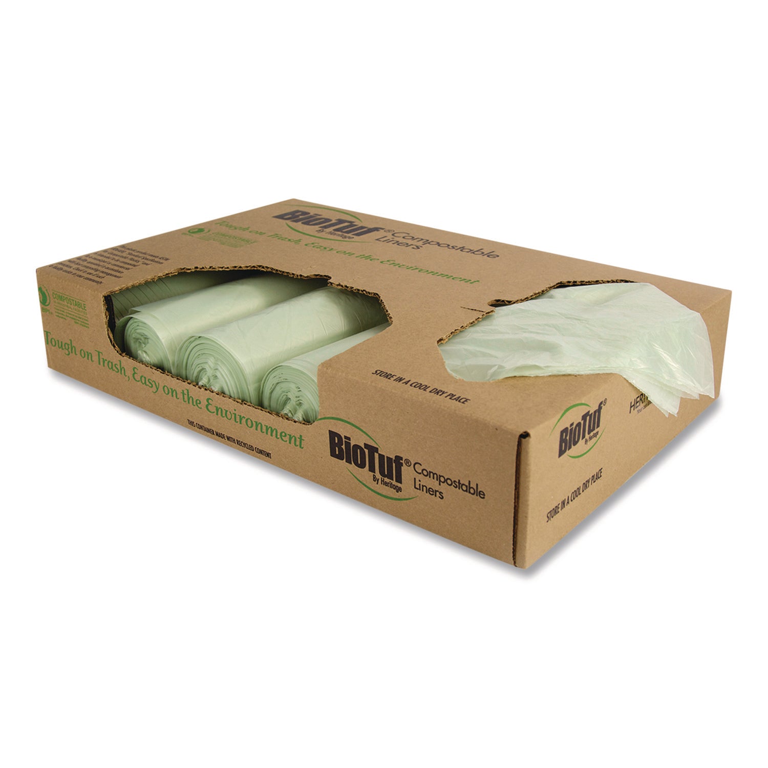 33 gal Capacity - 39" Length x 33" Width x 0.90 mil (23 Micron) Thickness - High Density - Green - Bioplast, High-density Polyethylene (HDPE) - Can Liner, Food Waste, Garbage - 200 / Box