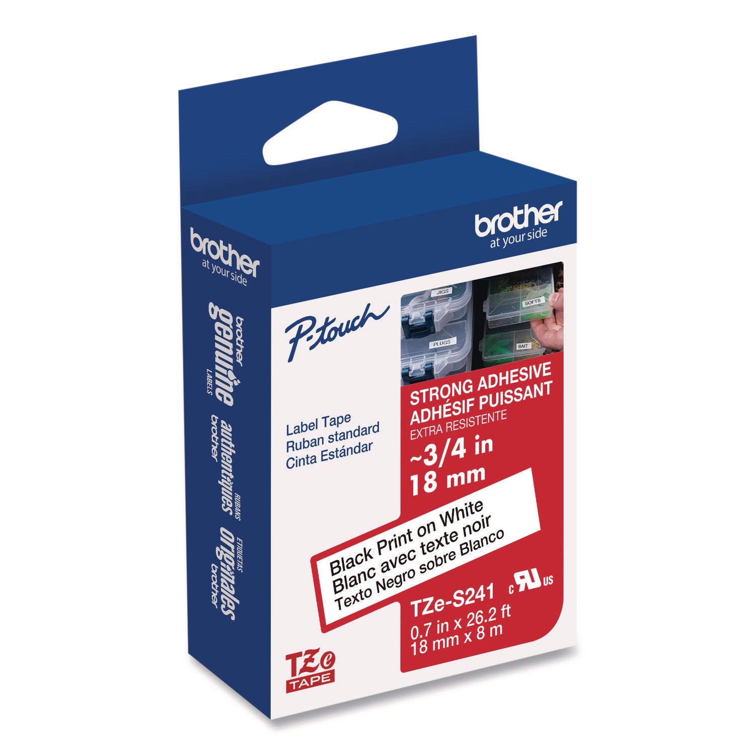 Tze Extra-Strength Adhesive Laminated Labeling Tape, 0.7" X 26.2 Ft, Black On White