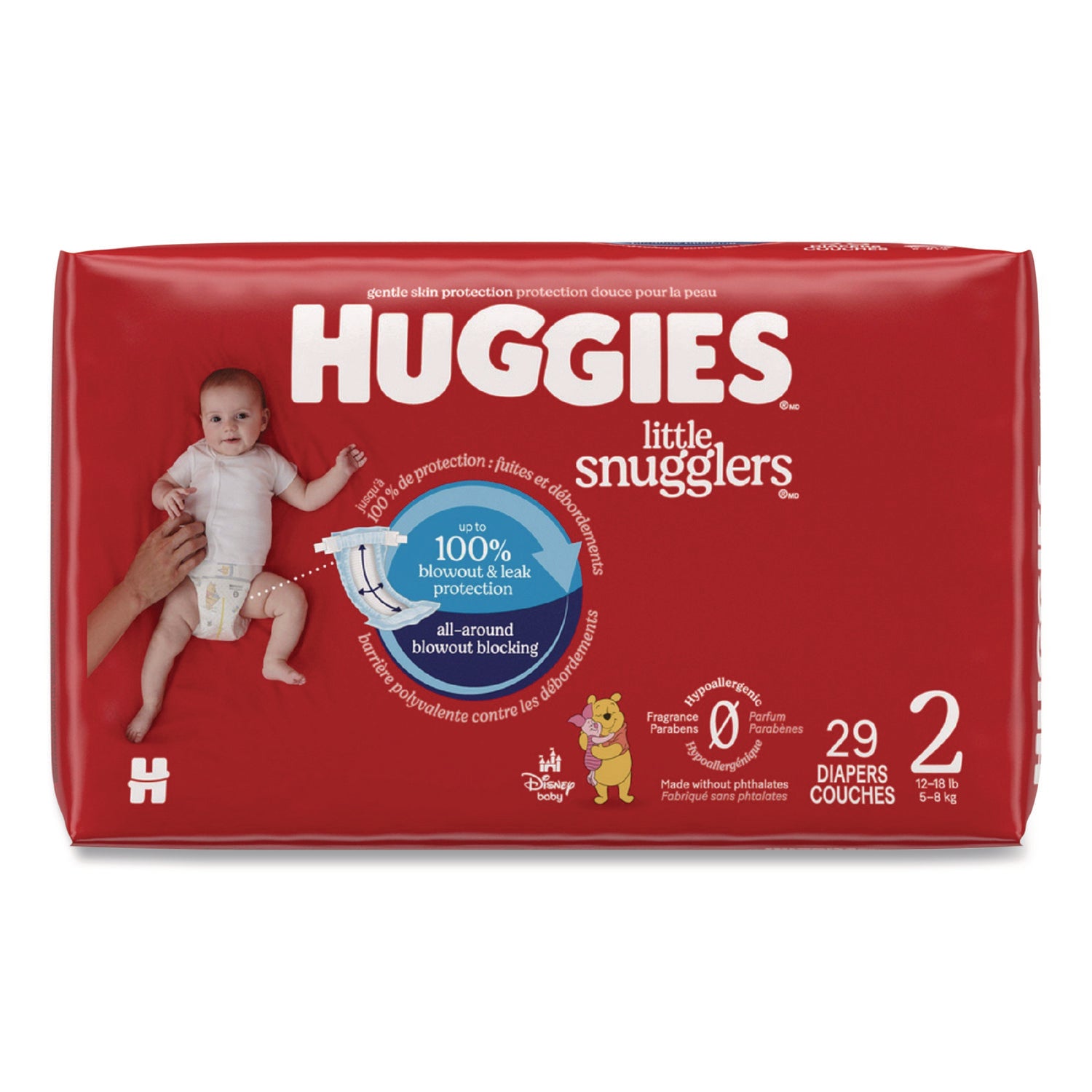 Little Snugglers Baby Diapers, Size 2, 12 Lbs To 18 Lbs, Disney Design, 29 Diapers/Pack, 4 Packs/Carton