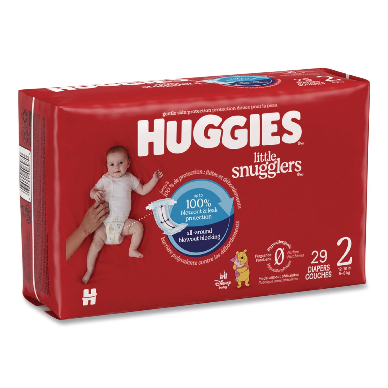 Little Snugglers Baby Diapers, Size 2, 12 Lbs To 18 Lbs, Disney Design, 29 Diapers/Pack, 4 Packs/Carton