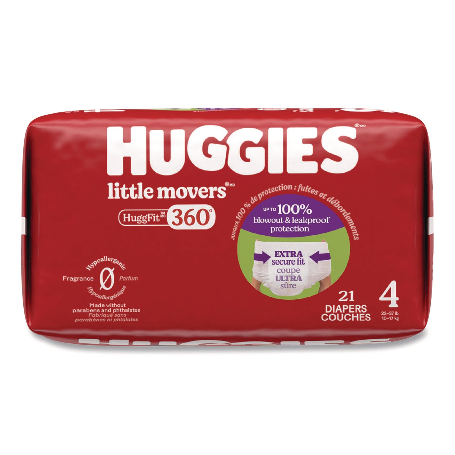 Little Movers Huggfit 360 Degree, Size 4, 22 Lbs To 37 Lbs, Disney Design, 21 Diapers/Pack, 4 Packs/Carton