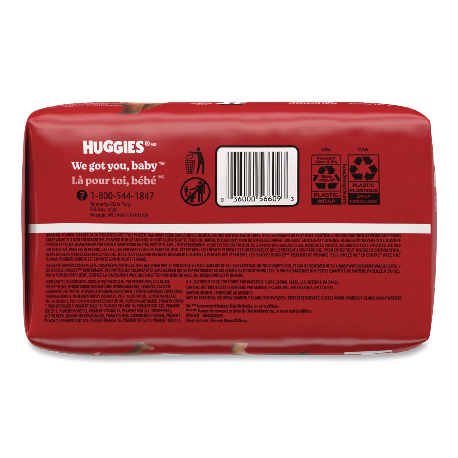 Little Movers Huggfit 360 Degree, Size 7, Over 41 Lbs, Disney Design, 14 Diapers/Pack, 4 Packs/Carton