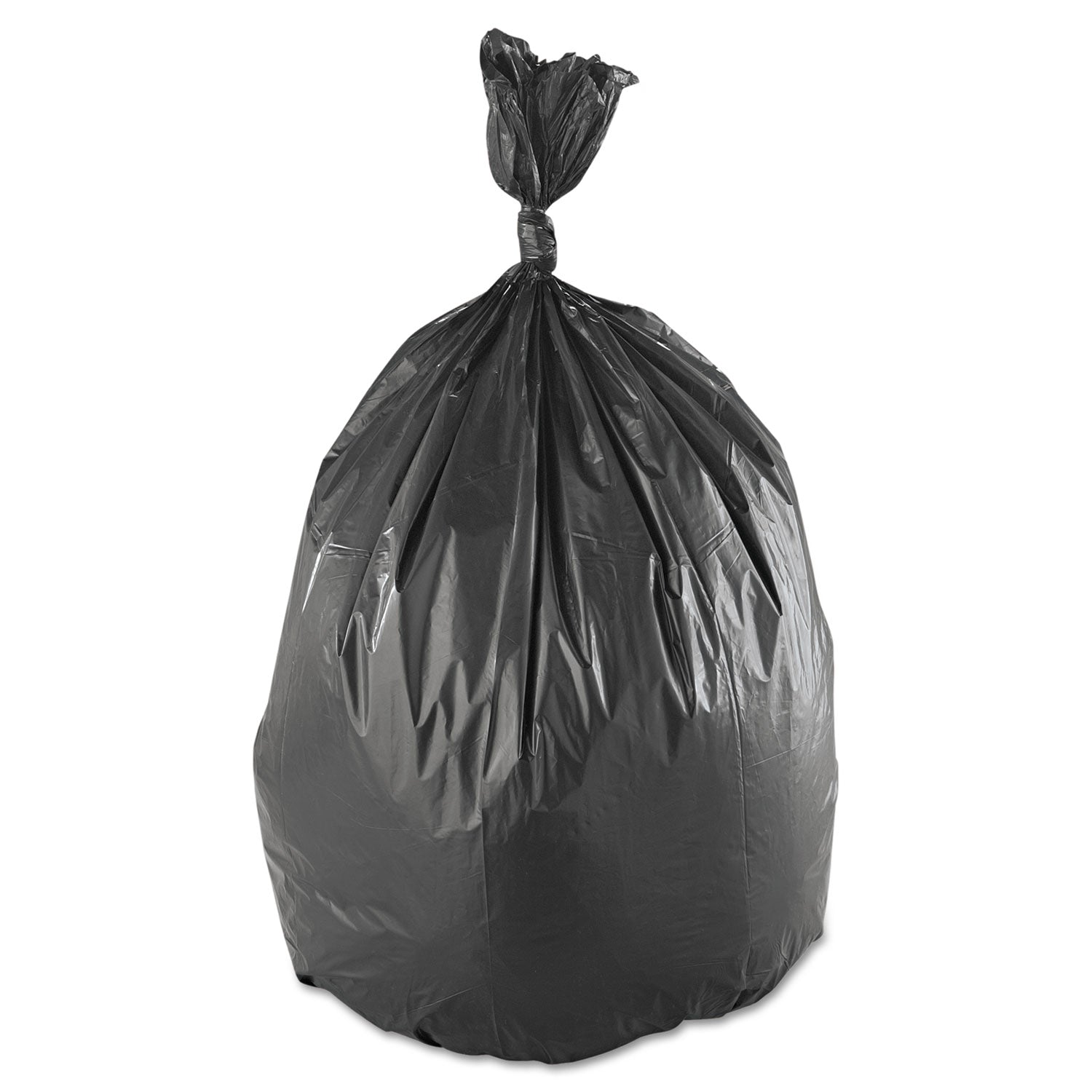Low-Density Commercial Can Liners, 60 gal, 1.4 mil, 38" x 58", Black, Interleaved Roll, 20 Bags/Roll, 5 Rolls/Carton