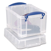 Snap-Lid Storage Bin, 0.79 Gal, 7.06" X 9.62" X 6.25", Clear/blue