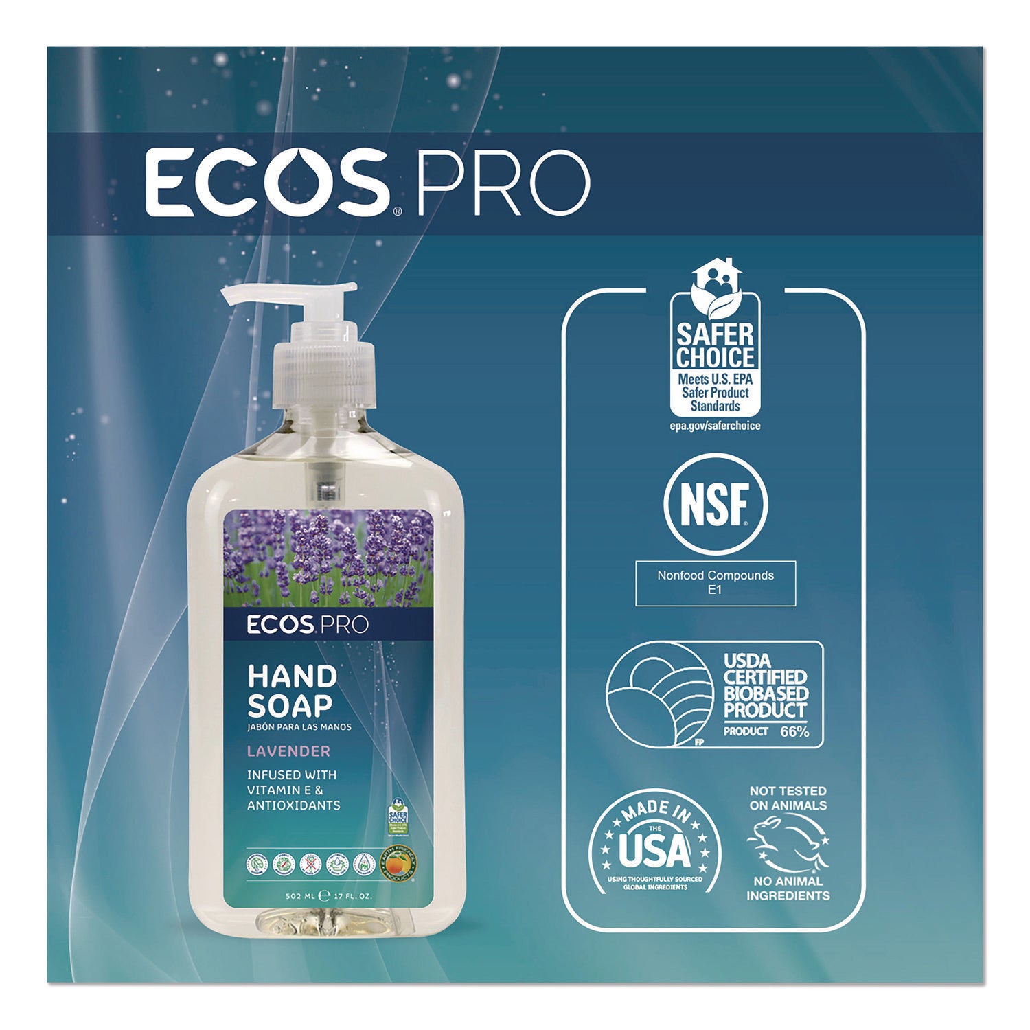 Liquid Hand Soap, Lavender Scent, 17 oz