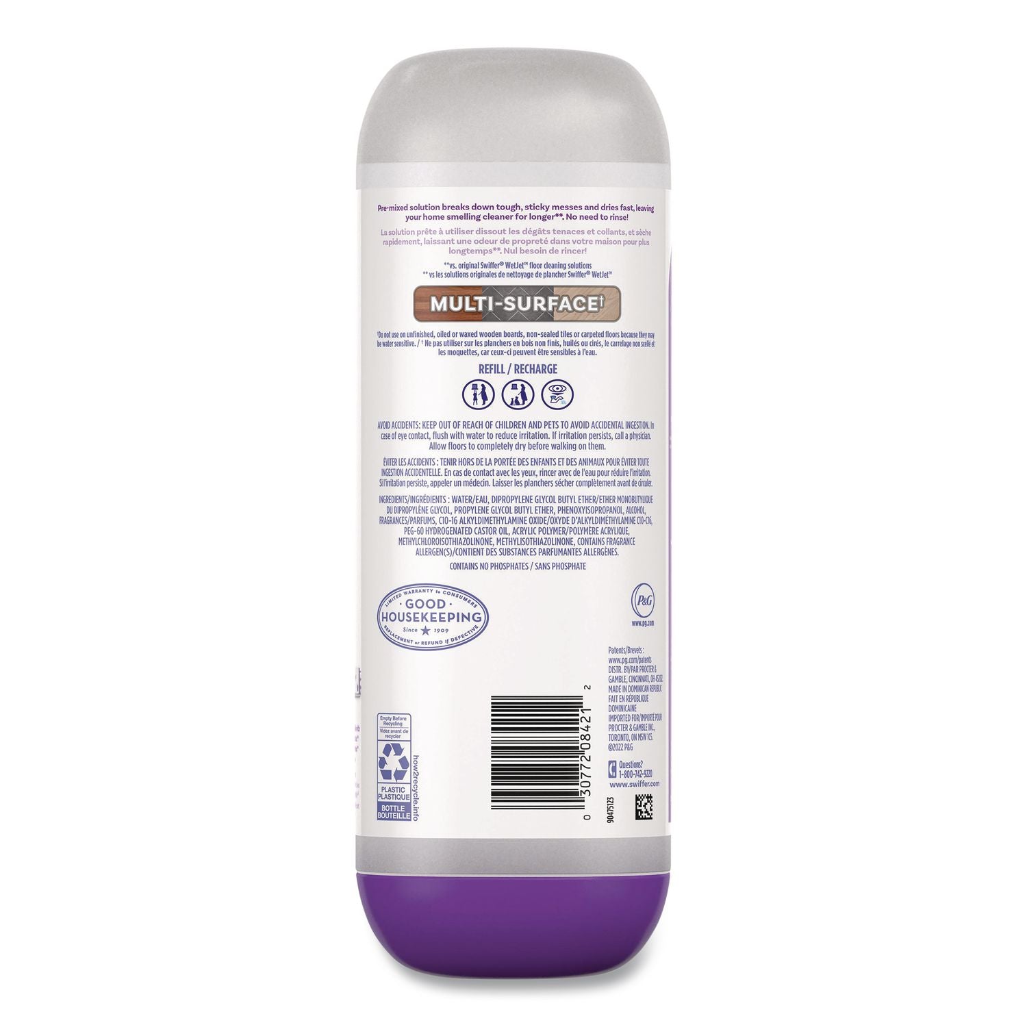Swiffer PowerMop Refill Pack, Purple, 1 Kit (Includes Five Mopping Pad Refills and Floor Cleaning Solution)