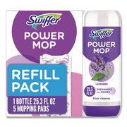 Swiffer PowerMop Refill Pack, Purple, 1 Kit (Includes Five Mopping Pad Refills and Floor Cleaning Solution)