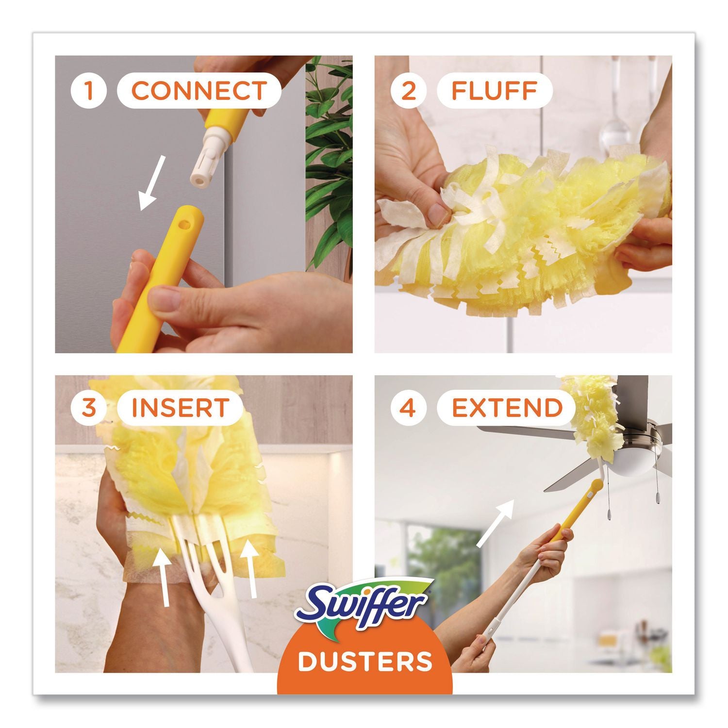 Heavy Duty Dusters Starter Kit, 6" Handle With Two Disposable Dusters, 4 Kits/carton