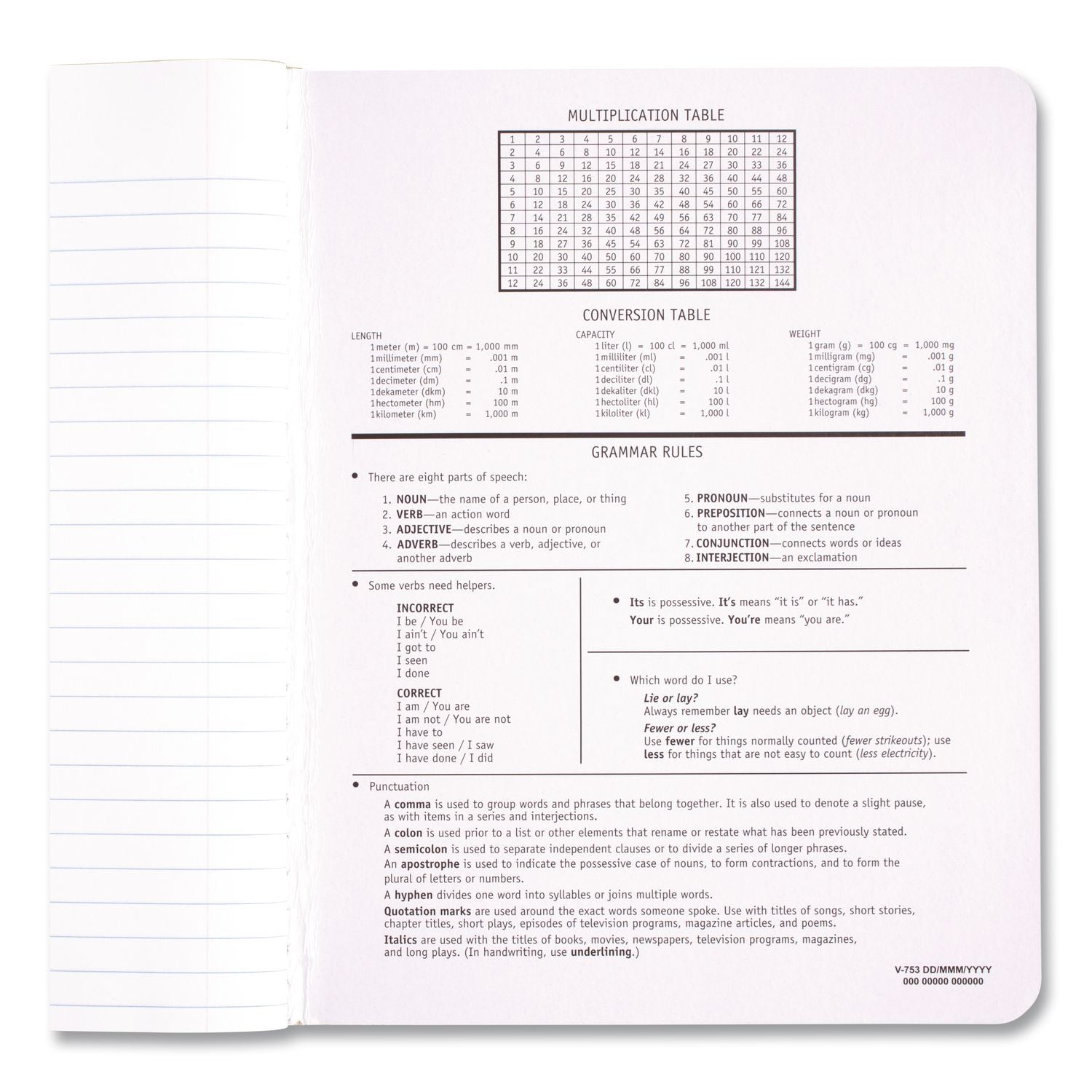 Mead Wide Ruled Composition Book, 1 Subject, 100 Sheets, 200 Pages, Sewn Binding, White Paper, Black Marble Cover, Durable, 1 Each