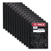 Mead Wide Ruled Composition Book, 1 Subject, 100 Sheets, 200 Pages, Sewn Binding, White Paper, Black Marble Cover, Durable, 1 Each