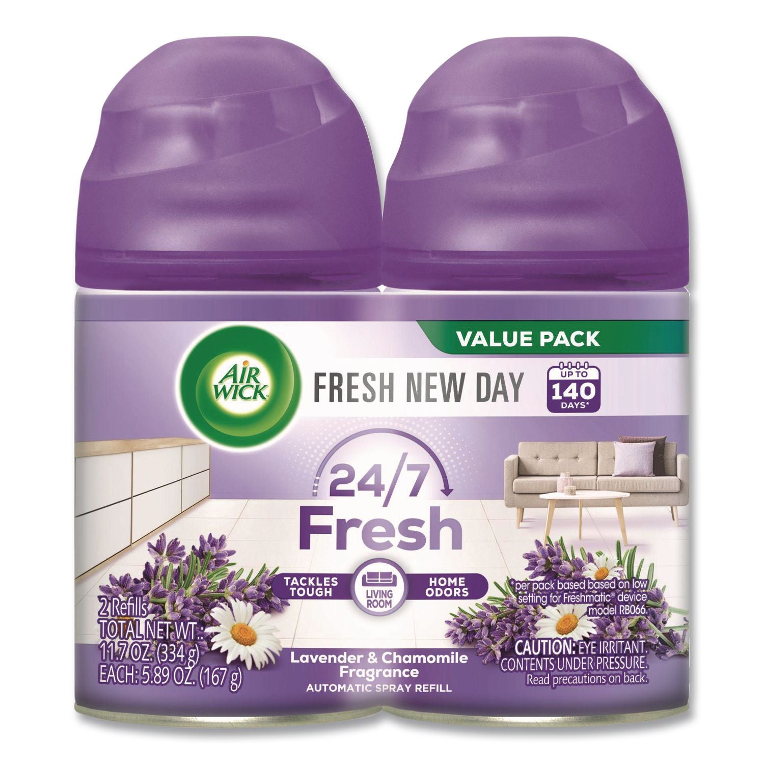 Air Wick Lavender Refill Pack, Aerosol, 5.90 oz, 60 Day Odor Neutralizer, Long Lasting, 1 Pack