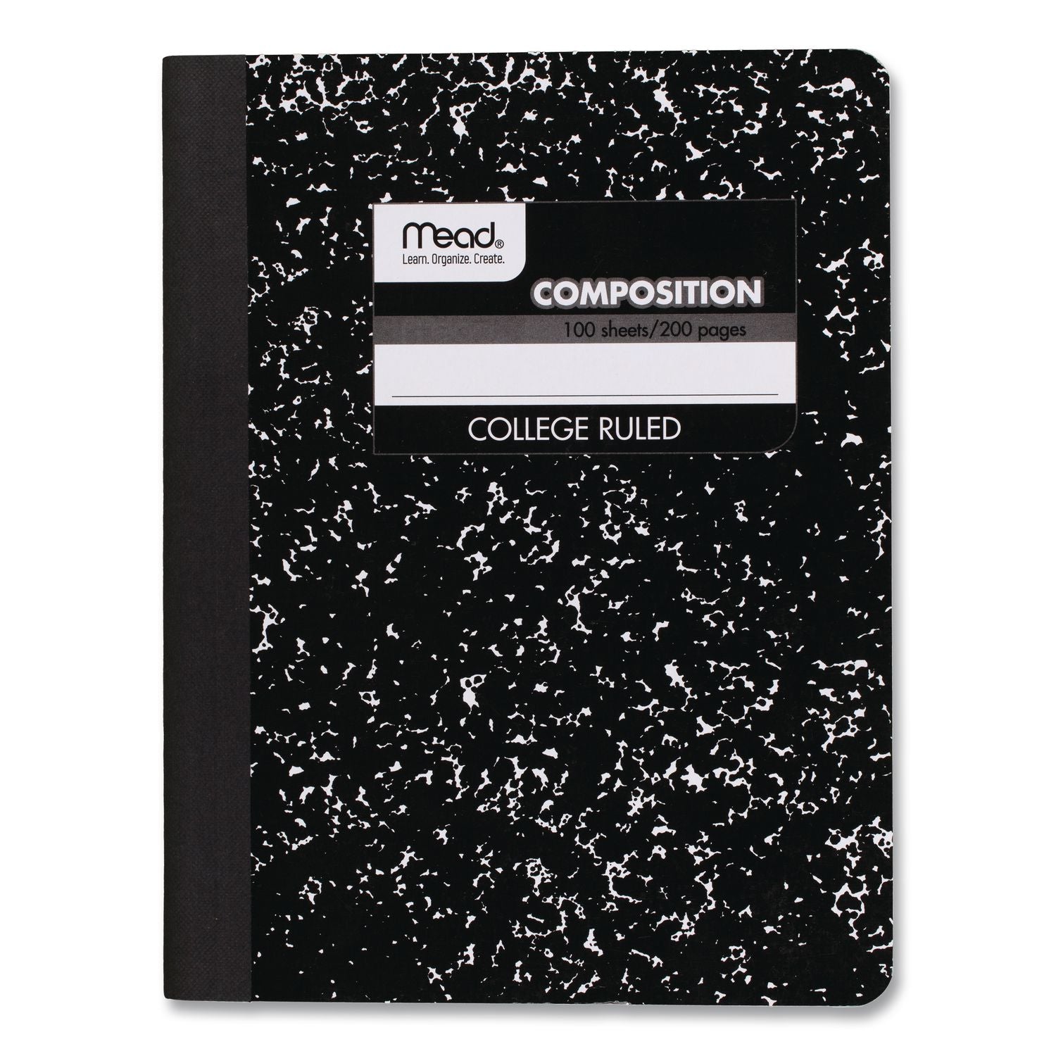 Mead Composition Book - Sewn - 7 1/2" x 9 3/4" Sheet Size - White Paper - Black Marble Cover - 1 Each