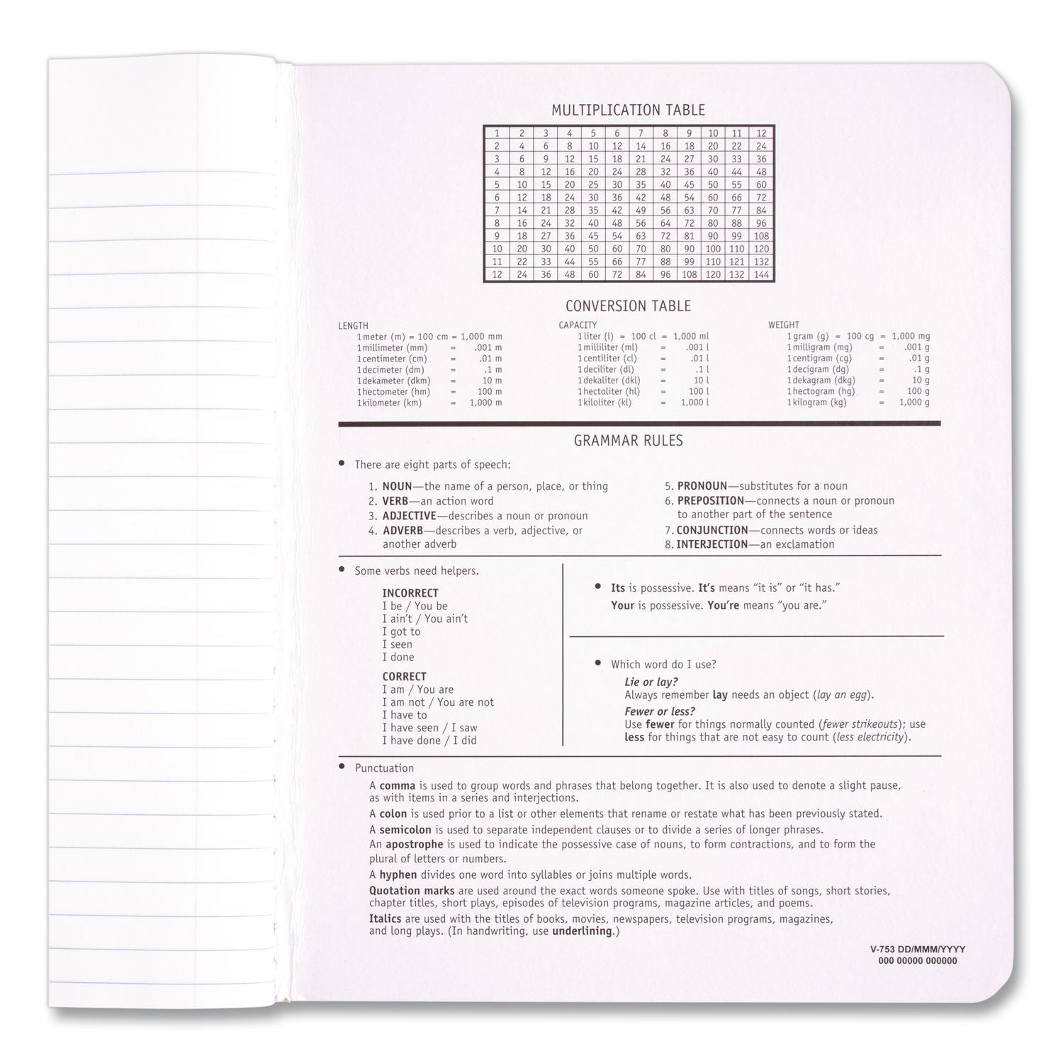 Mead Composition Book - Sewn - 7 1/2" x 9 3/4" Sheet Size - White Paper - Black Marble Cover - 1 Each
