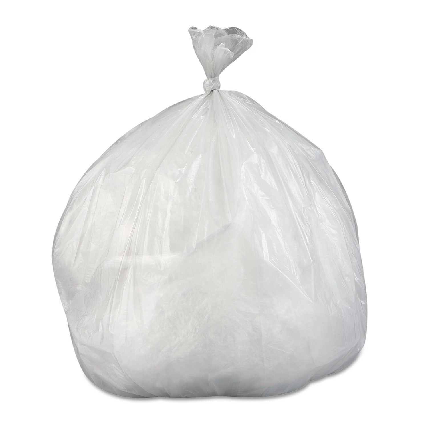 Low-Density Commercial Can Liners, 30 gal, 0.58 mil, 30" x 36", Clear, Interleaved Roll, 25 Bags/Roll, 10 Rolls/Carton