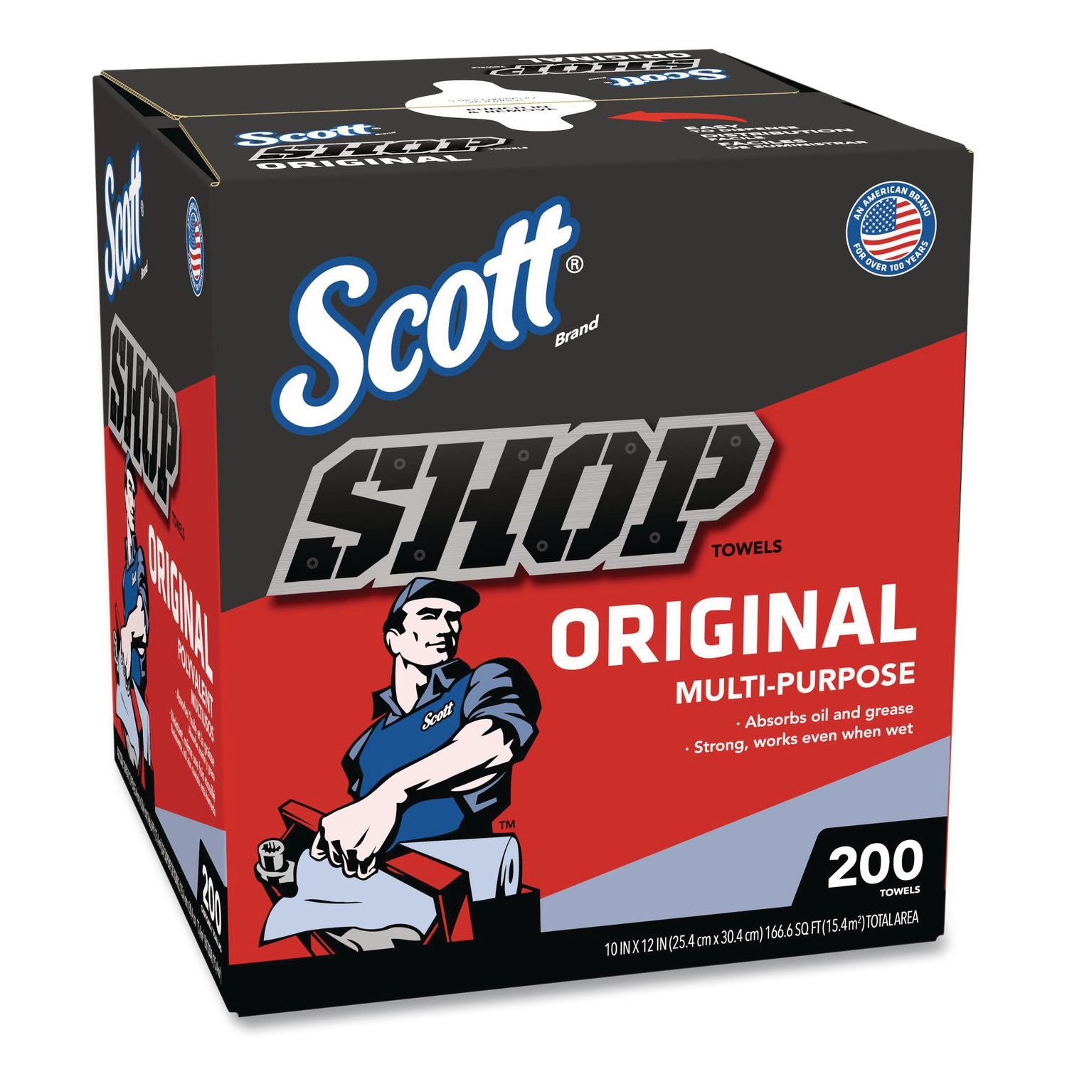 Shop Towels Original, 1-Ply, 9 X 12, Unscented, Blue, 200/Box