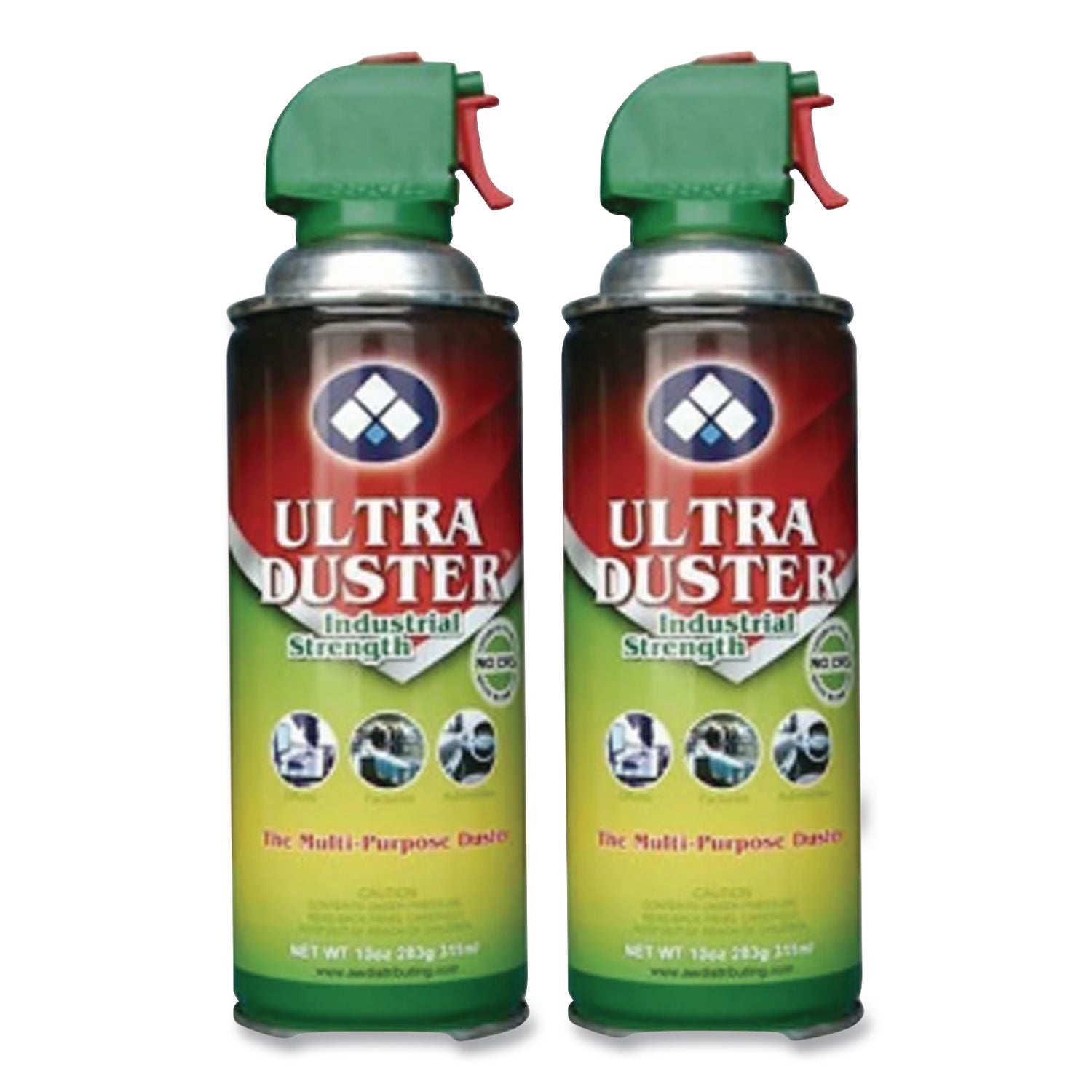 Industrial Strength Compressed Air Duster Cleaner, 10 Oz Can, 2/Pack