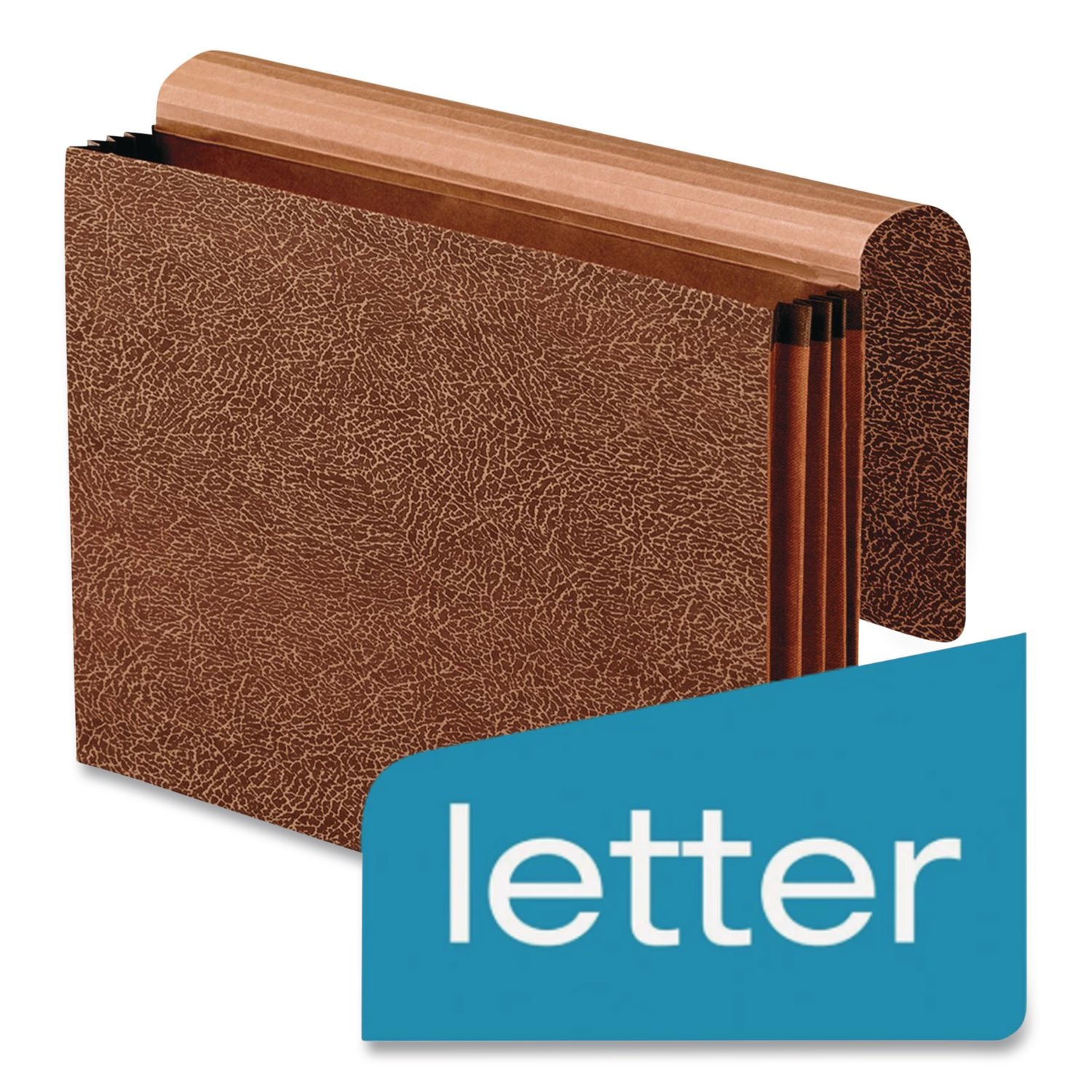 Premium Reinforced Expanding Wallet, 3.5" Expansion, 1 Section, Elastic Cord Closure, Legal Size, Red Fiber, 5/Box
