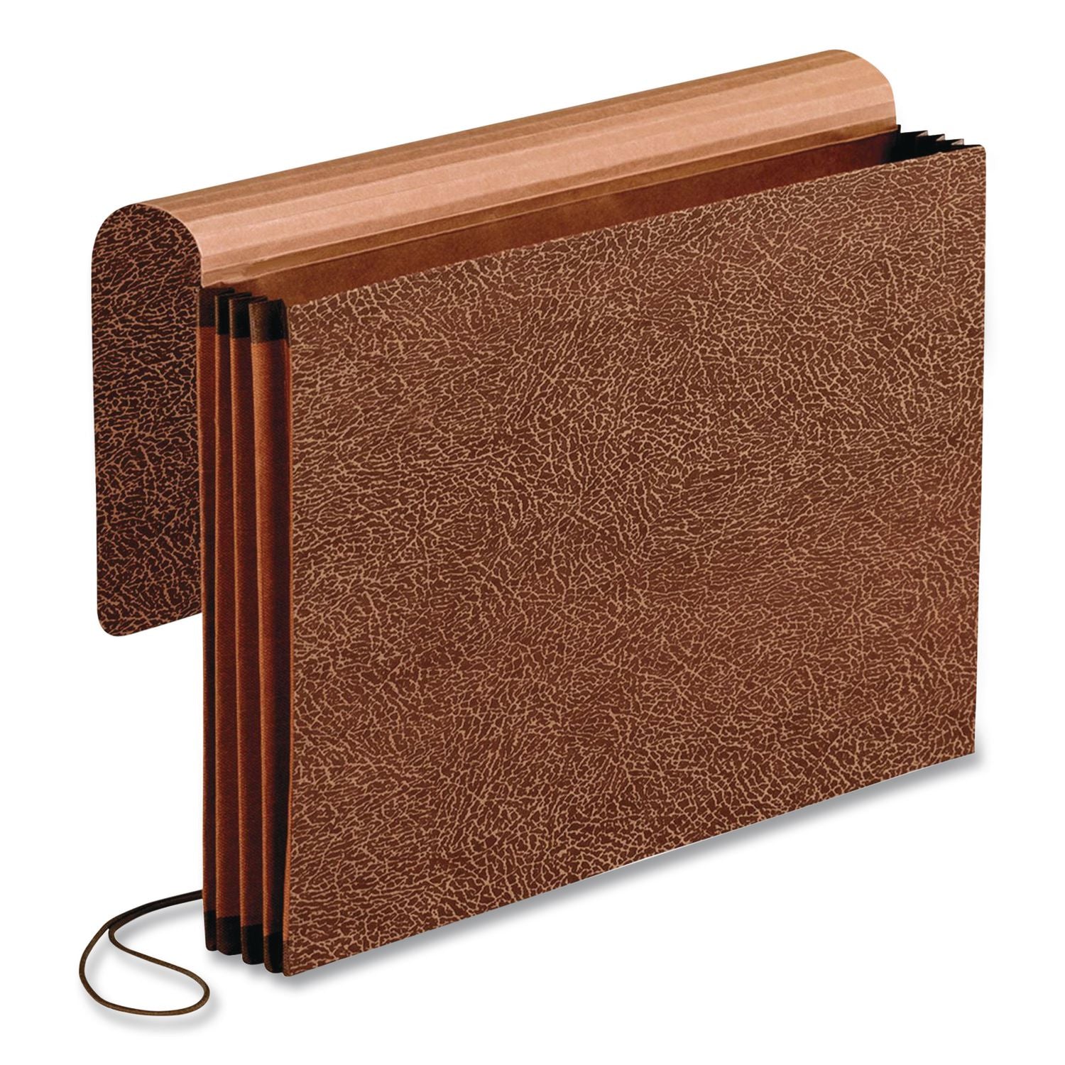 Premium Reinforced Expanding Wallet, 3.5" Expansion, 1 Section, Elastic Cord Closure, Legal Size, Red Fiber, 5/Box