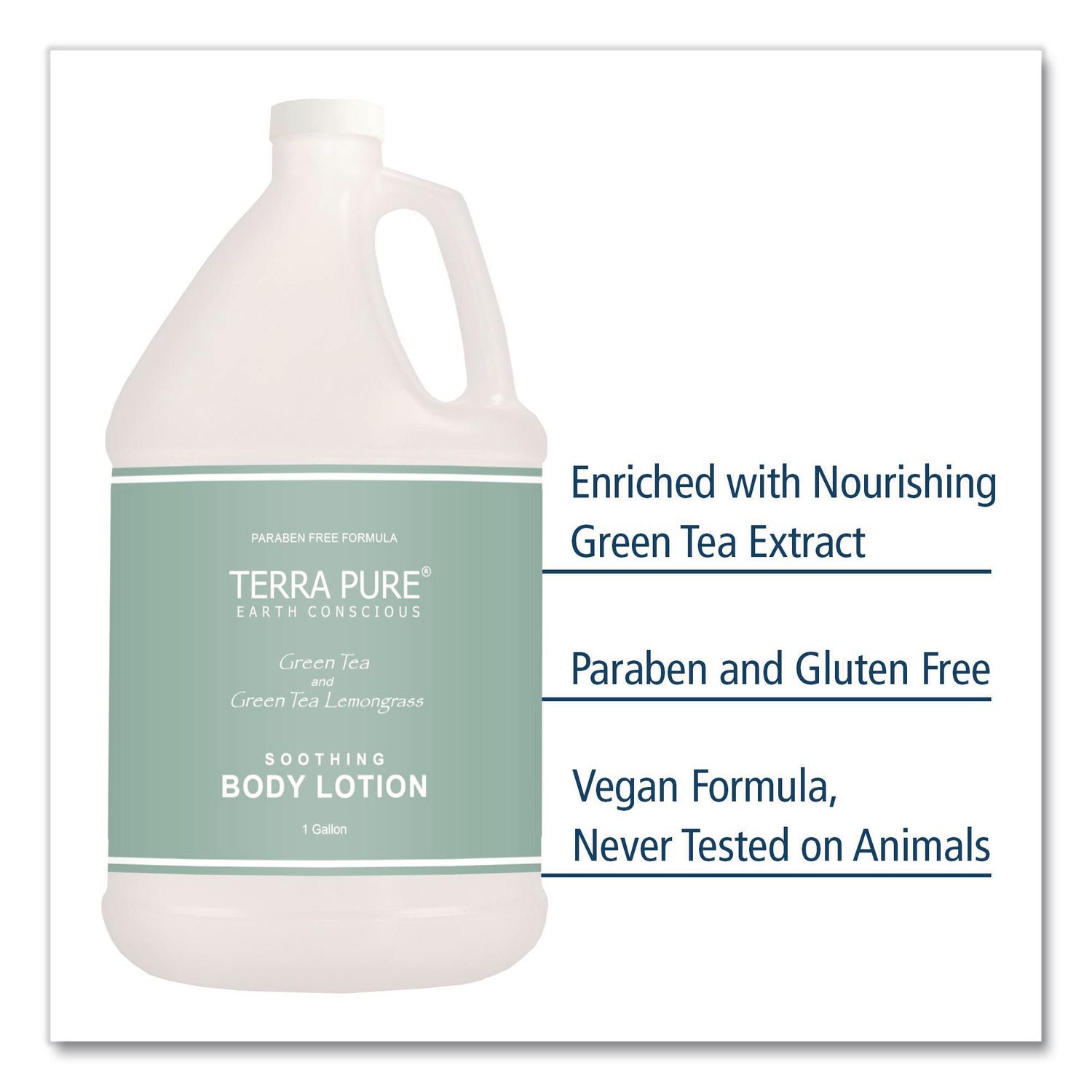 Terra Pure Lotion Gallon, 1 Gal Bottle, Green Tea And Lemongrass Scent