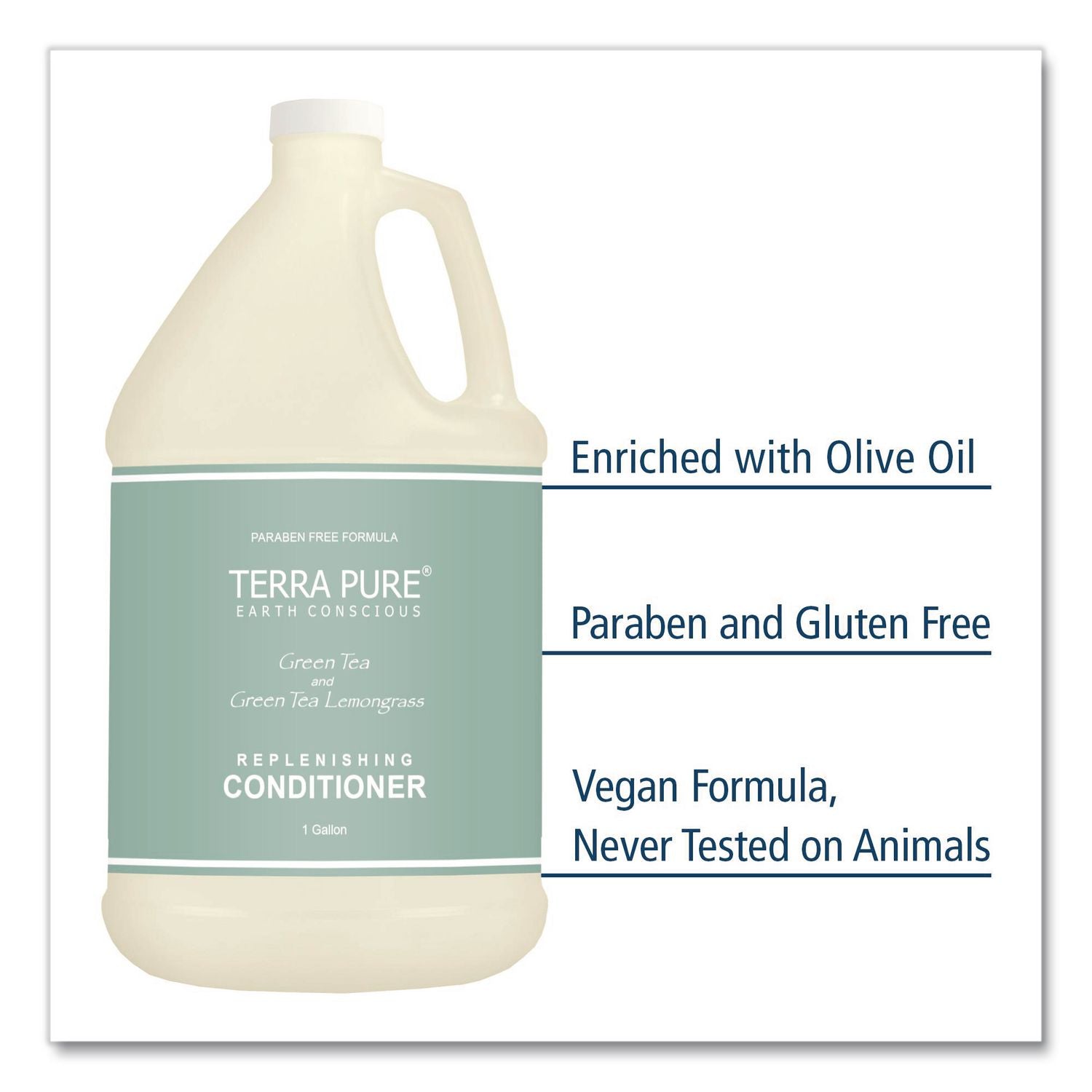 Terra Pure Conditioner Gallon, Green Tea Lemongrass Scent, 1 Gal Bottle