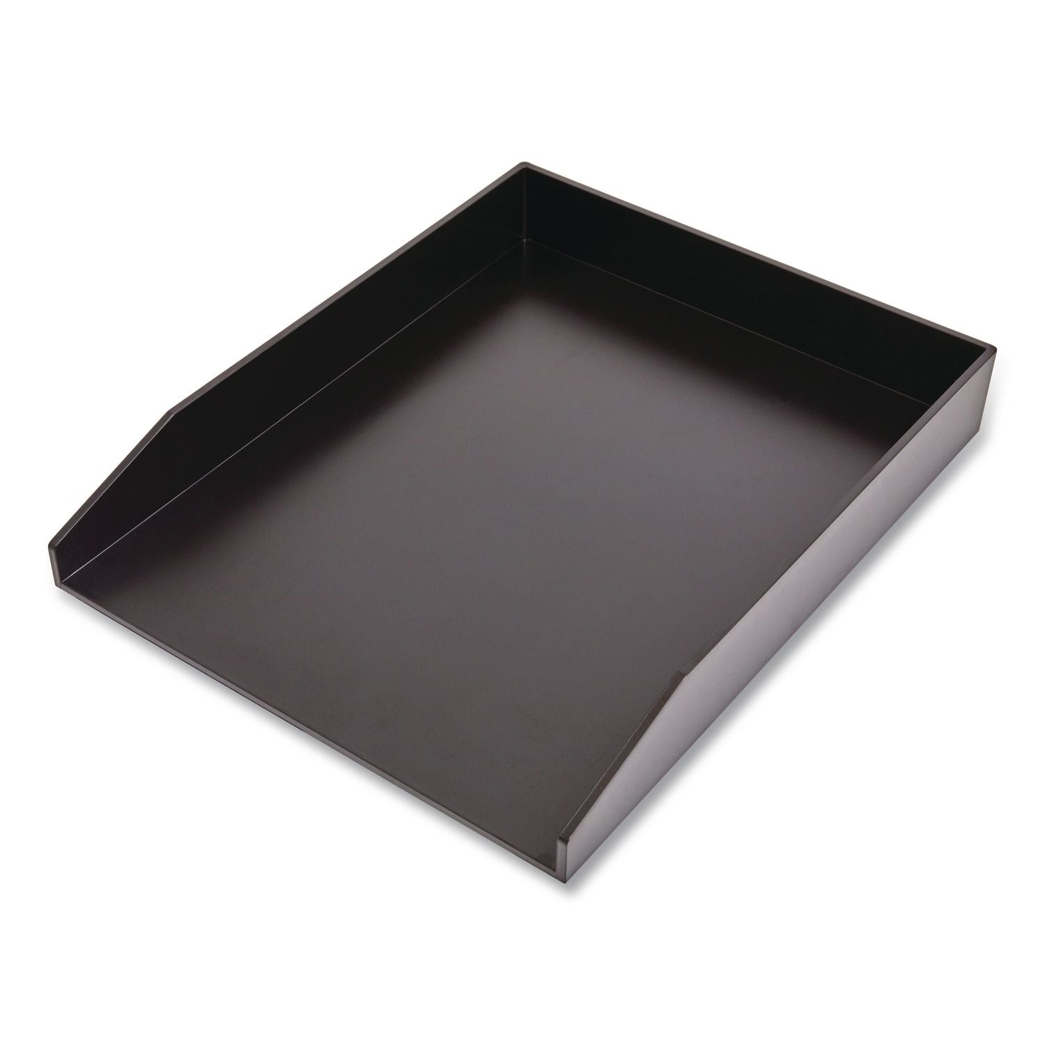 Stackable Plastic Letter Tray, 1 Section, Letter Size Files, 9.8 X 12.24 X 1.75, Matte Black, 2/Pack