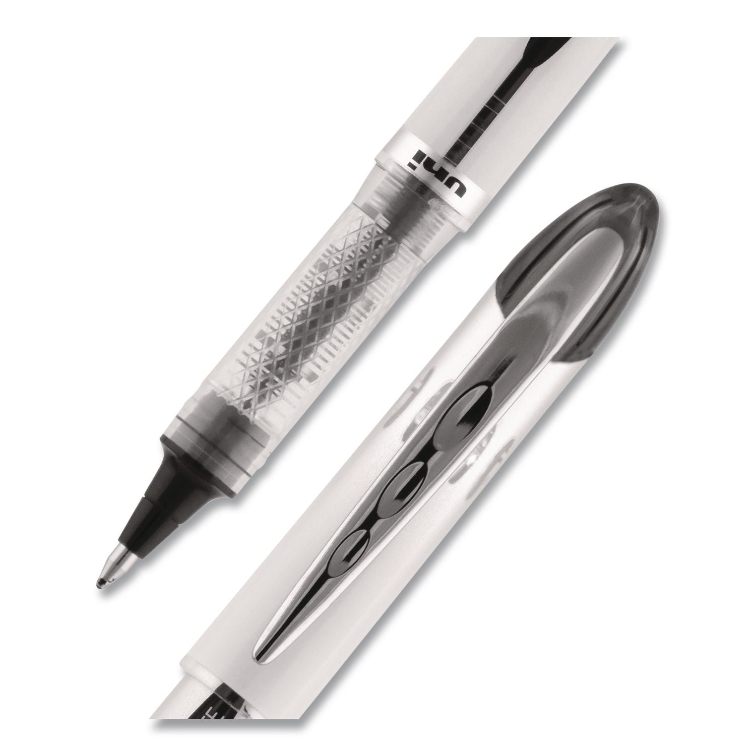 VISION ELITE Rollerball Pen, Stick, Bold 0.8 Mm, Black Ink, White/Black/Clear Barrel, 4/Pack