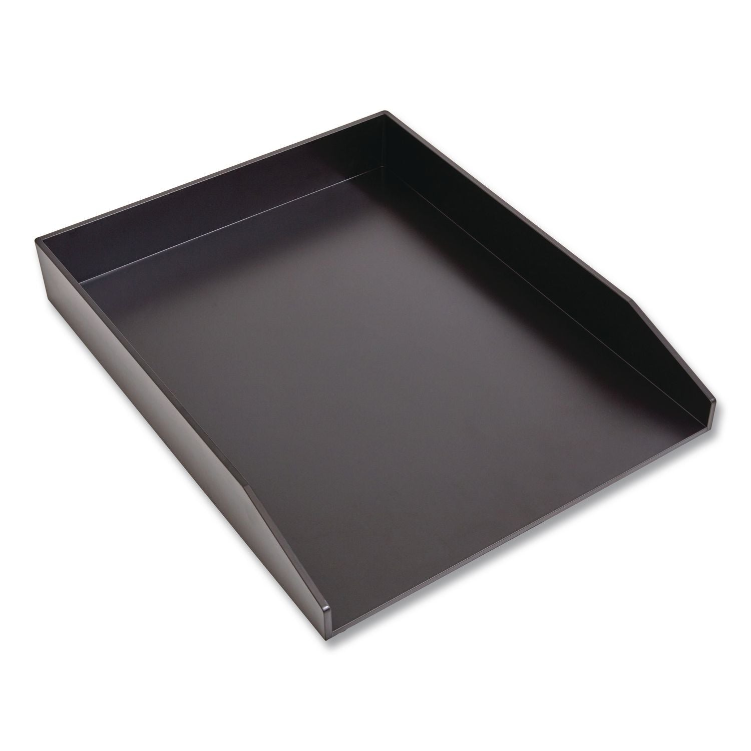 Stackable Plastic Letter Tray, 1 Section, Letter Size Files, 9.8 X 12.24 X 1.75, Matte Black, 2/Pack