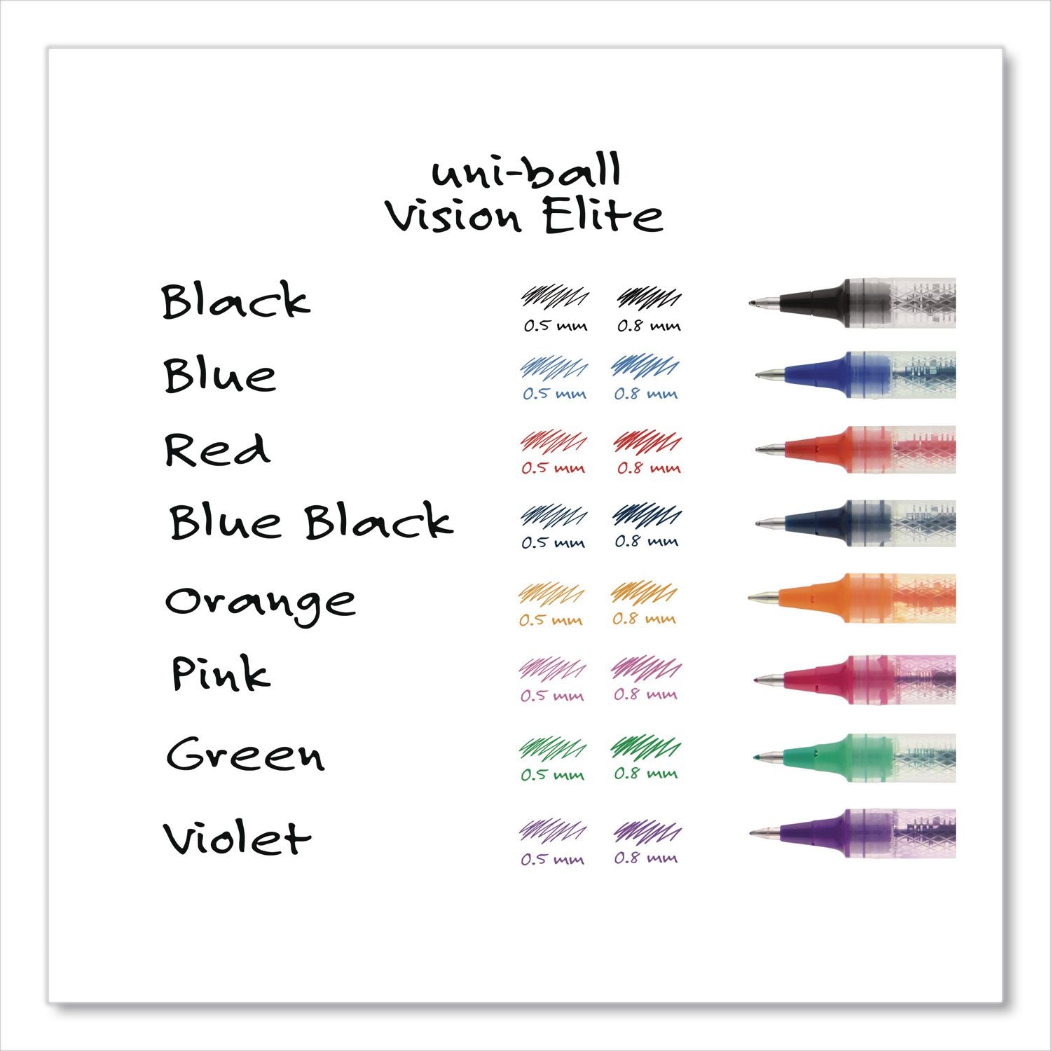 VISION ELITE Rollerball Pen, Stick, Bold 0.8 Mm, Black Ink, White/Black/Clear Barrel, 4/Pack