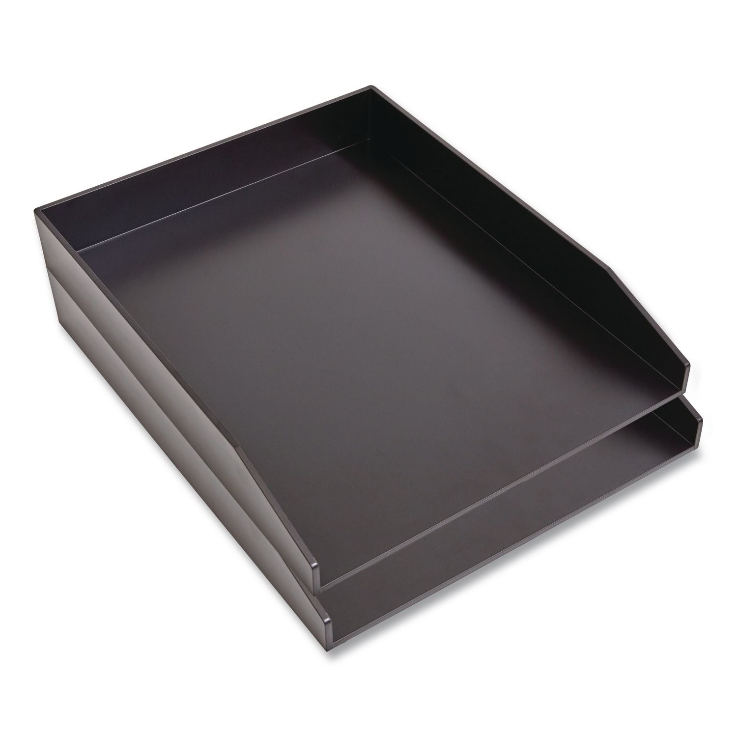 Stackable Plastic Letter Tray, 1 Section, Letter Size Files, 9.8 X 12.24 X 1.75, Matte Black, 2/Pack