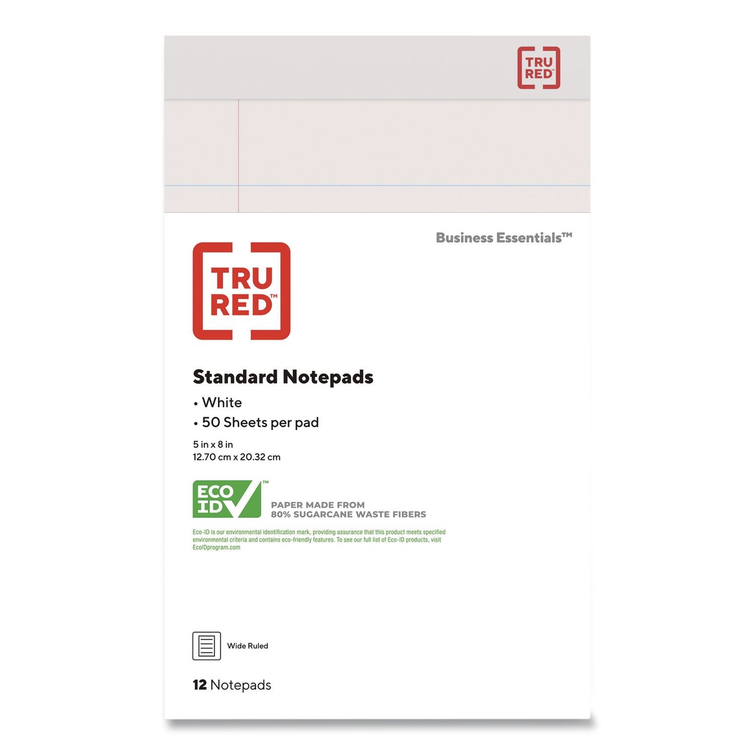 Notepads, Wide/Legal Rule, (50) White 5 X 8 Sheets, Dozen