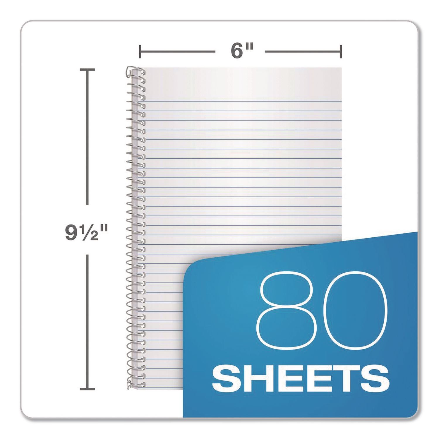 One-Subject Notebook, Medium/College Rule, Blue Cover, (80) 9.5 X 6 Sheets