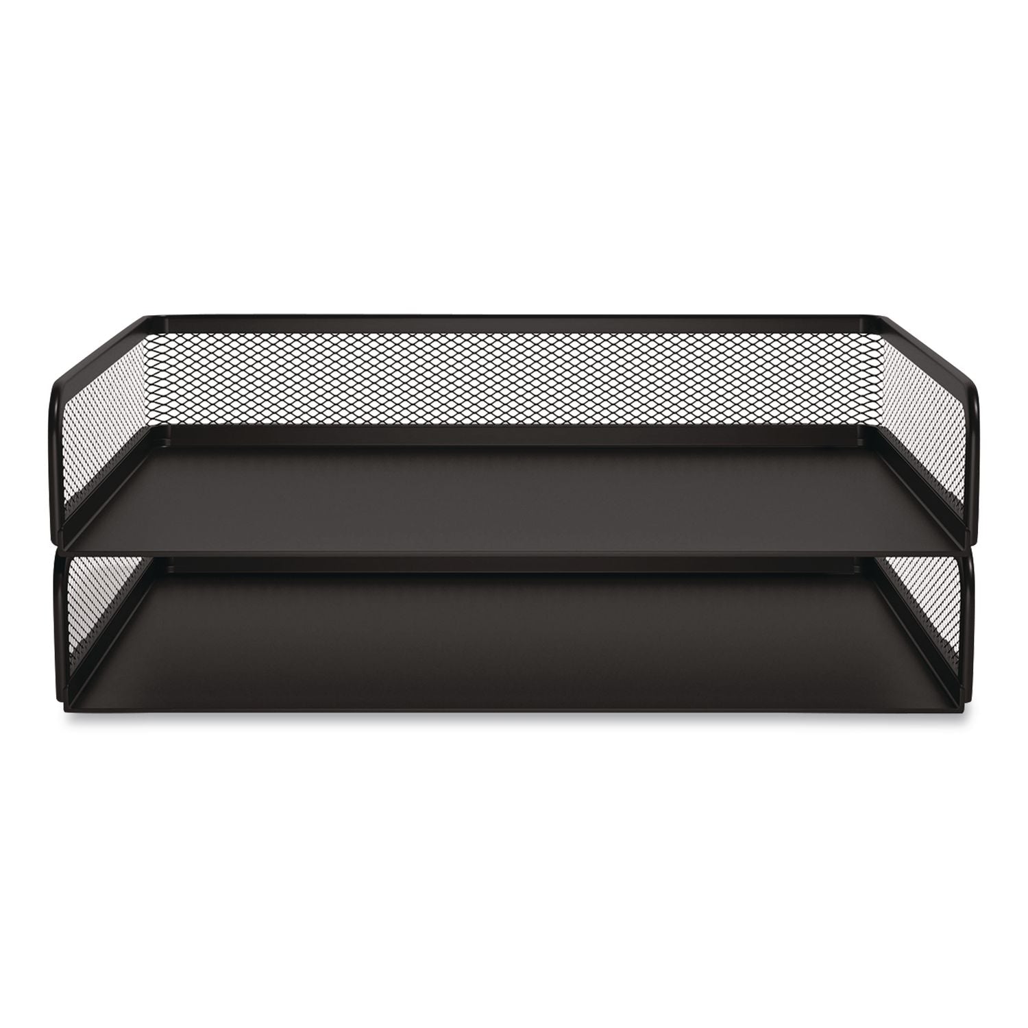 Wire Mesh Stackable Letter Tray, 1 Section, Letter Size, 13.39 X 10.43 X 2.95, Matte Black, 2/Pack