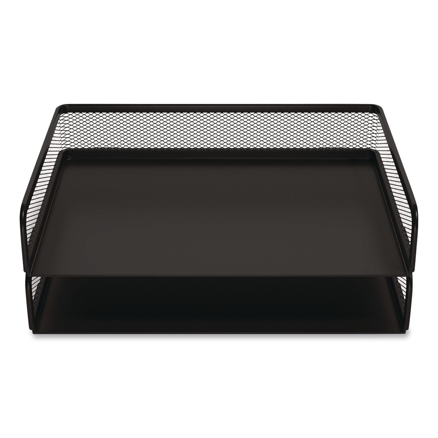 Wire Mesh Stackable Letter Tray, 1 Section, Letter Size, 13.39 X 10.43 X 2.95, Matte Black, 2/Pack