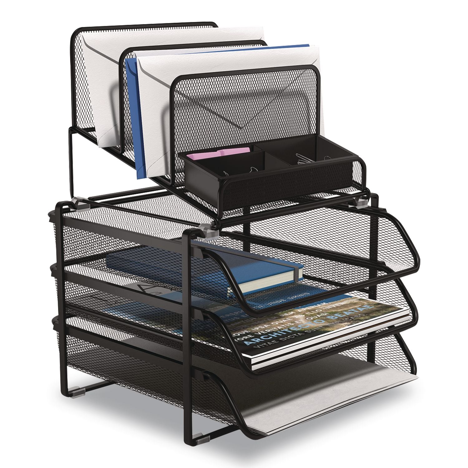 All-In-One Desktop Organizer, 10 Sections, 11.61 X 13.11 X 16, Black