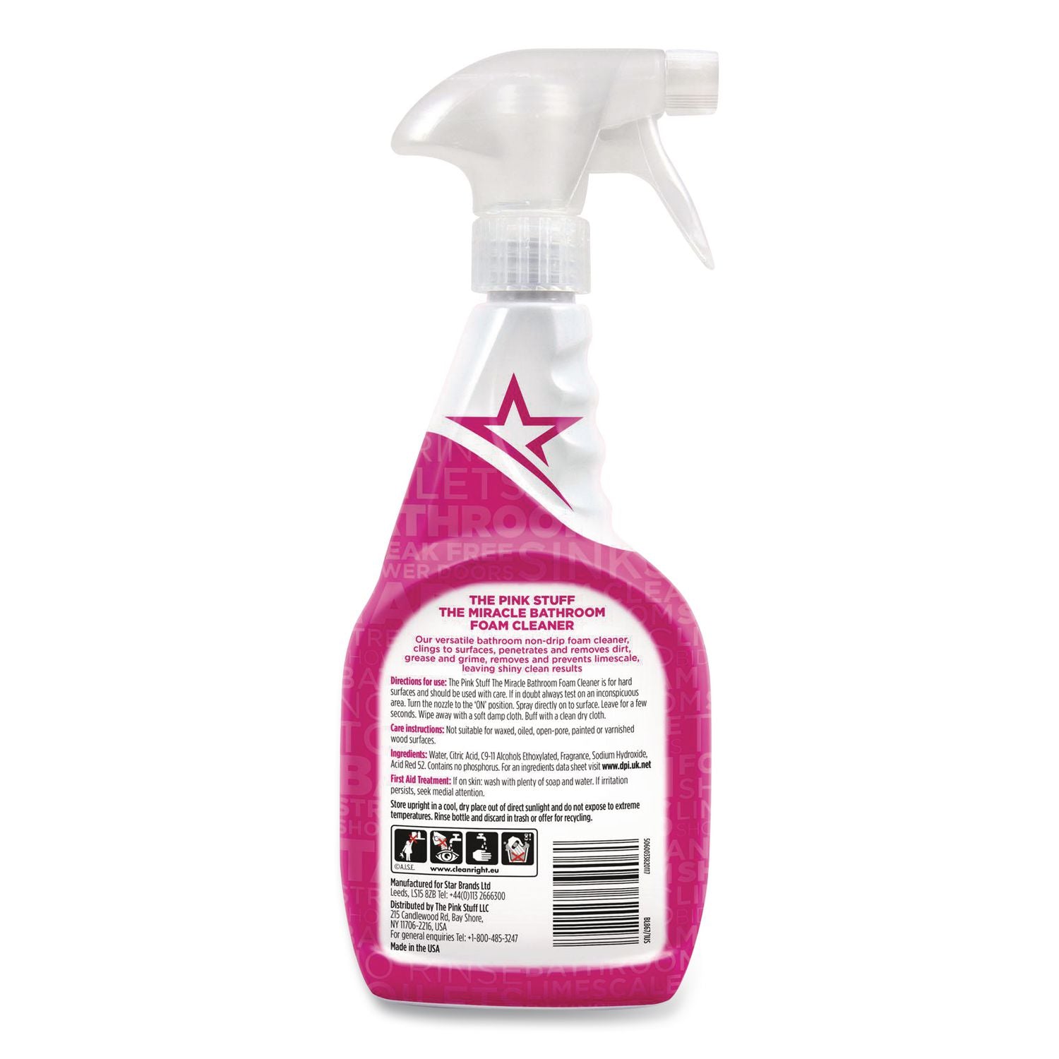 Miracle Bathroom Foam Cleaner, Fruity Scent, 25.4 Oz Trigger Spray Bottle, 4/Carton