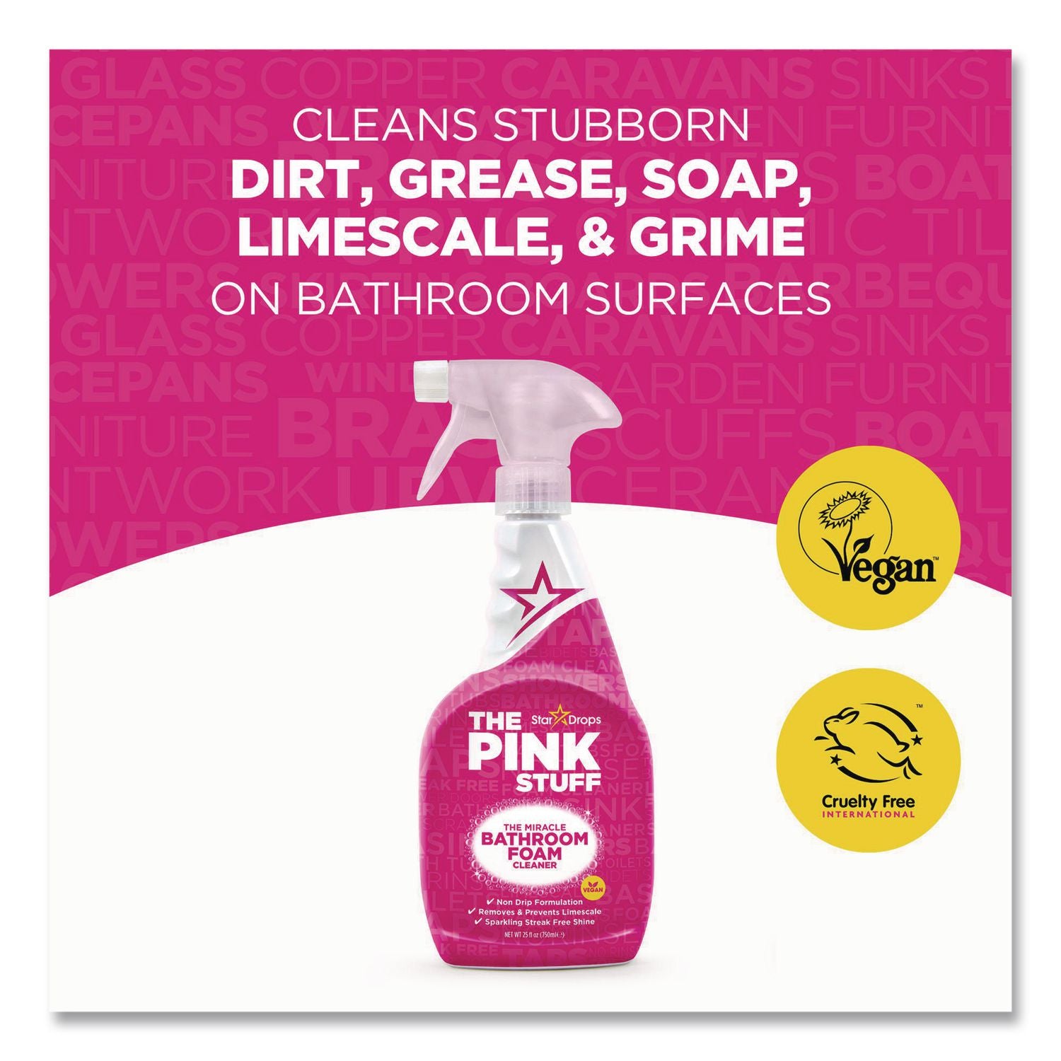 Miracle Bathroom Foam Cleaner, Fruity Scent, 25.4 Oz Trigger Spray Bottle