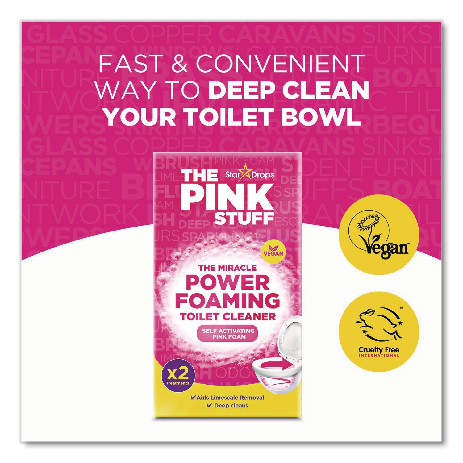 Miracle Power Foaming Toilet Cleaner, Fruity Scent, 3.5 Oz Packet, 2 Packets/Box