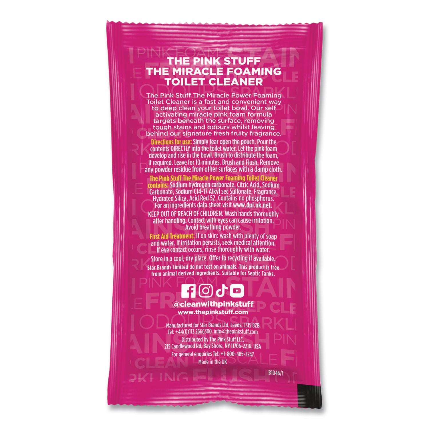 Miracle Power Foaming Toilet Cleaner, Fruity Scent, 3.5 Oz Packet, 2 Packets/Box