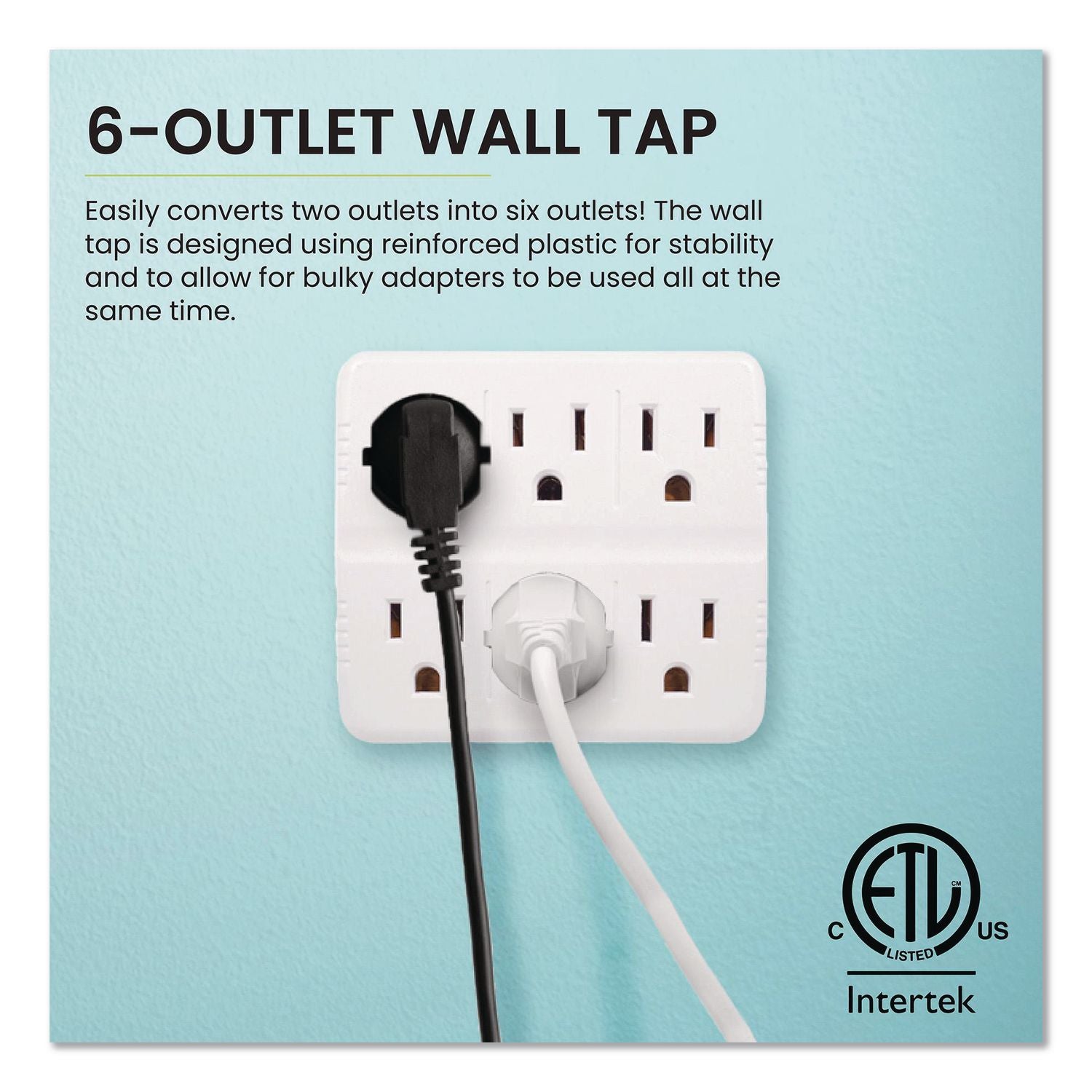Wall Mounted 6 Outlet Tap, 6 Outlets, White, 3/Pack