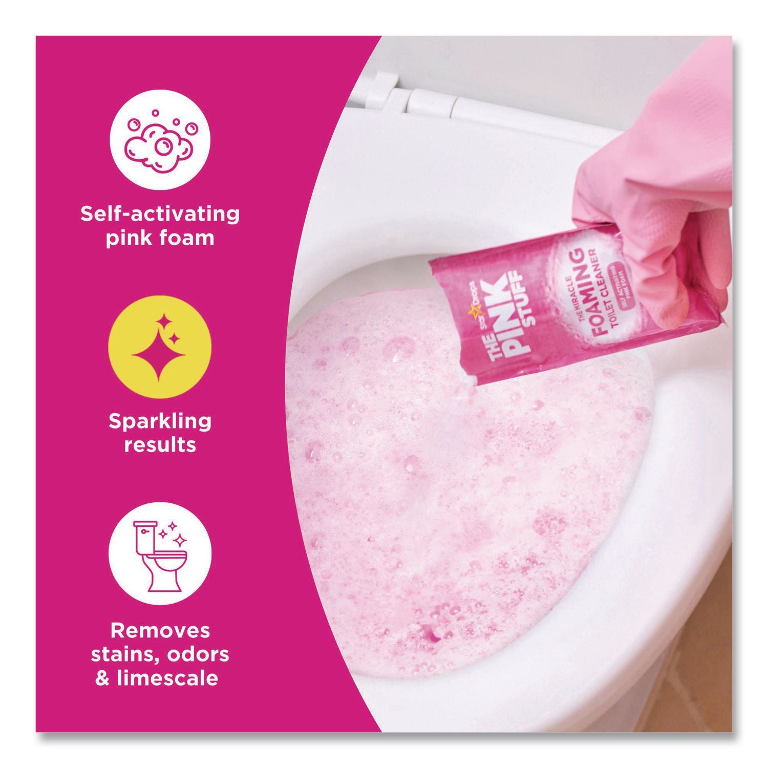 Miracle Power Foaming Toilet Cleaner, Fruity Scent, 3.5 Oz Packet, 2 Packets/Box, 10 Boxes/Carton