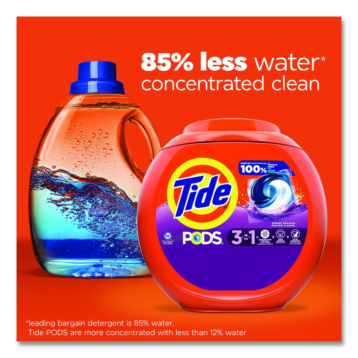 PODS Laundry Detergent, HE Compatible, Spring Meadow, 57 Oz Tub, 76 Pacs/Tub