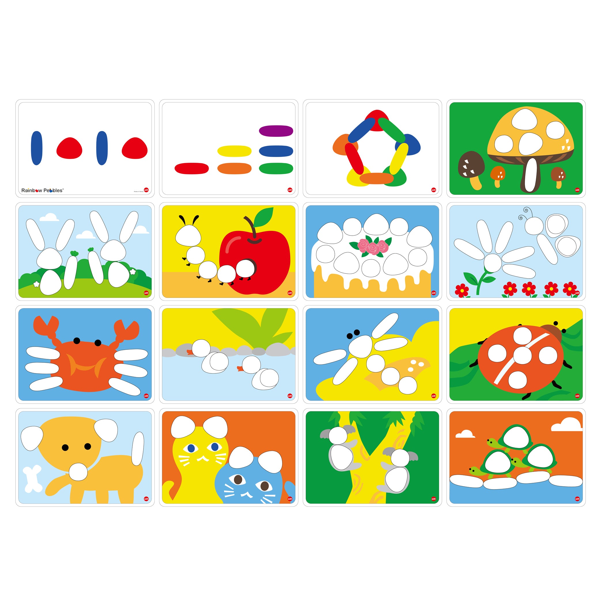 Rainbow Pebbles Activity Set - Junior - 36 Pebbles + 16 Activities - Ages 18m+