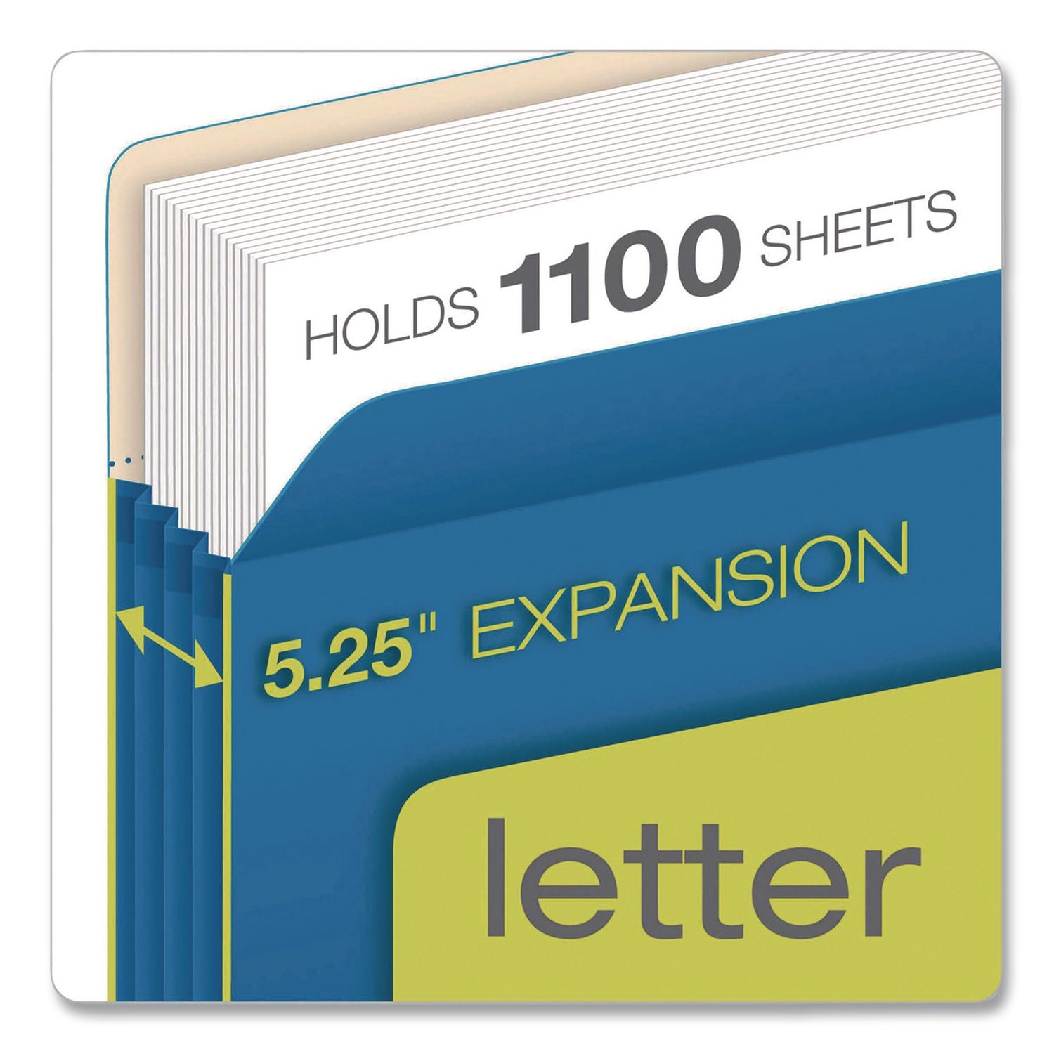 Colored File Pockets, 5.25" Expansion, Letter-Size, Blue